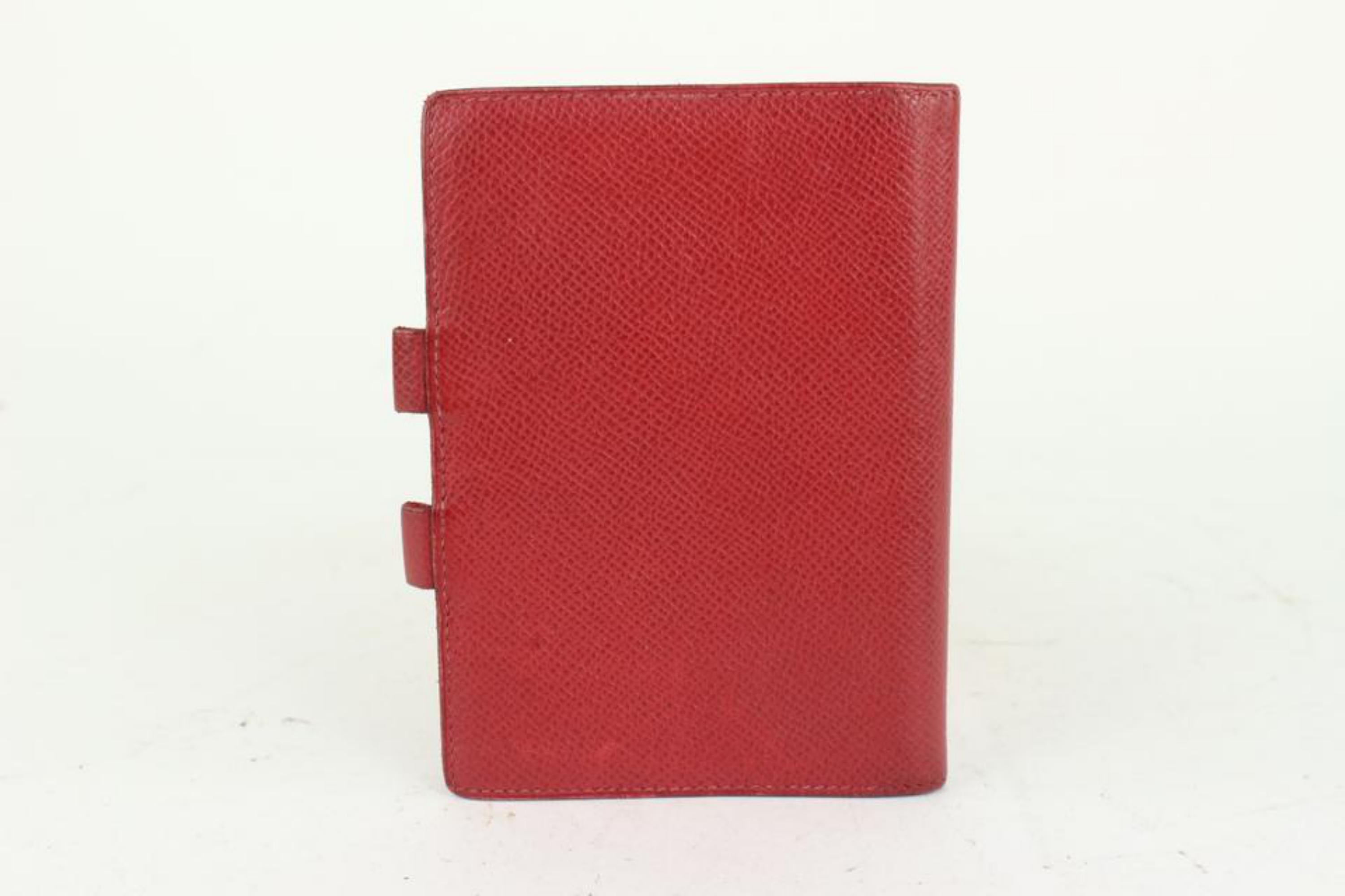 Hermès Petit agenda en cuir rouge Epsom 1020h36 en vente 4