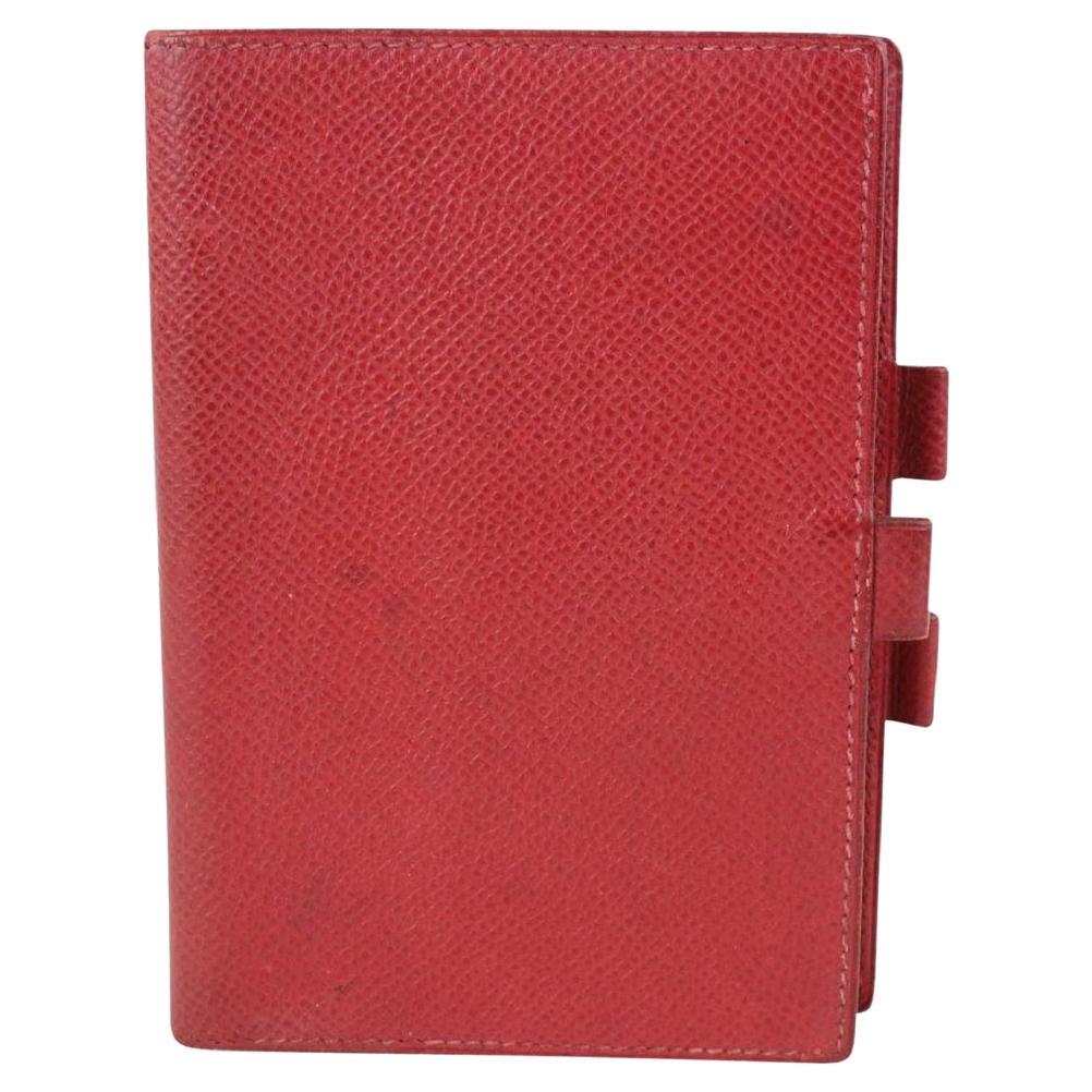 Hermès Small Red Epsom Leather Agenda 1020h36 For Sale