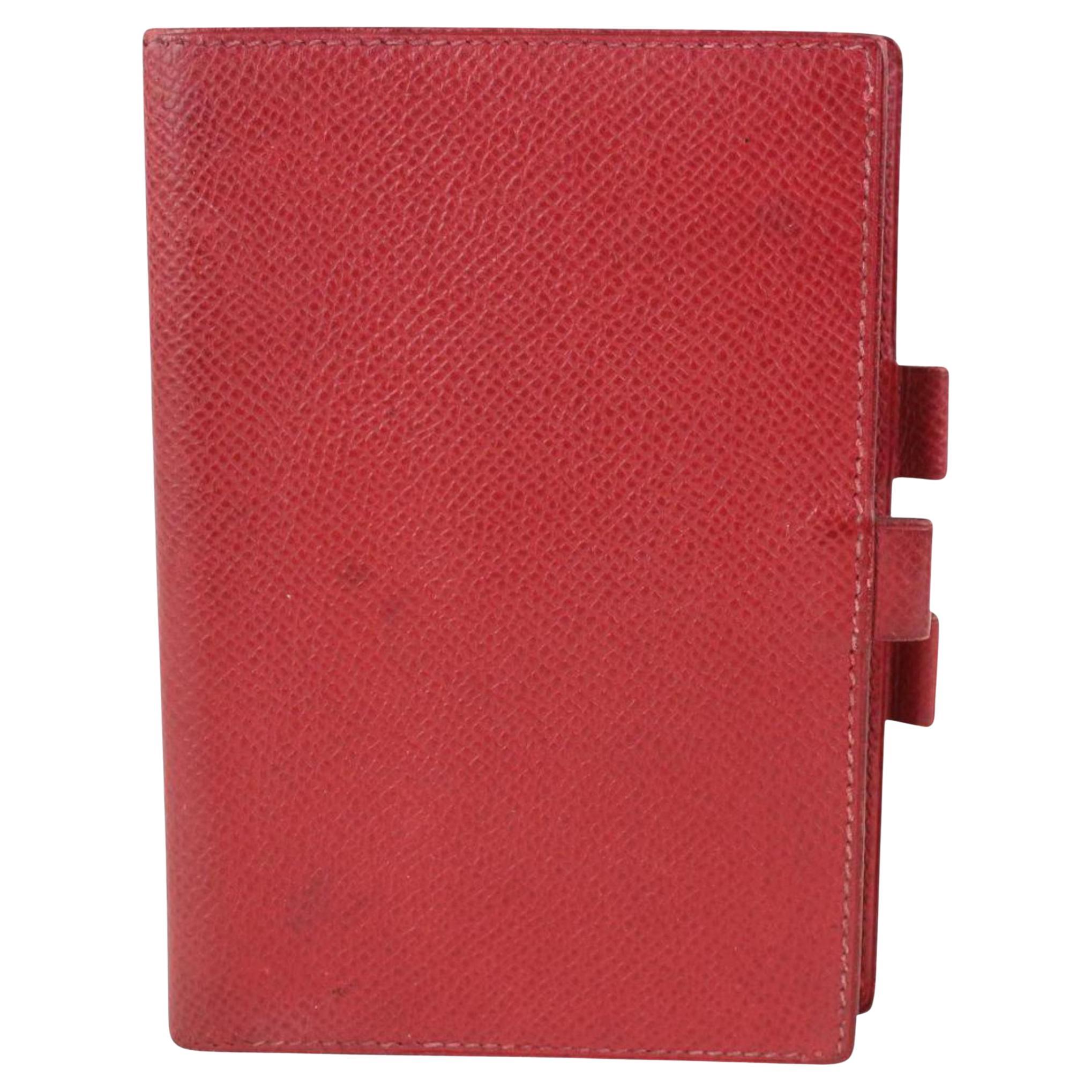 Hermès Petit agenda en cuir rouge Epsom 1020h36 en vente