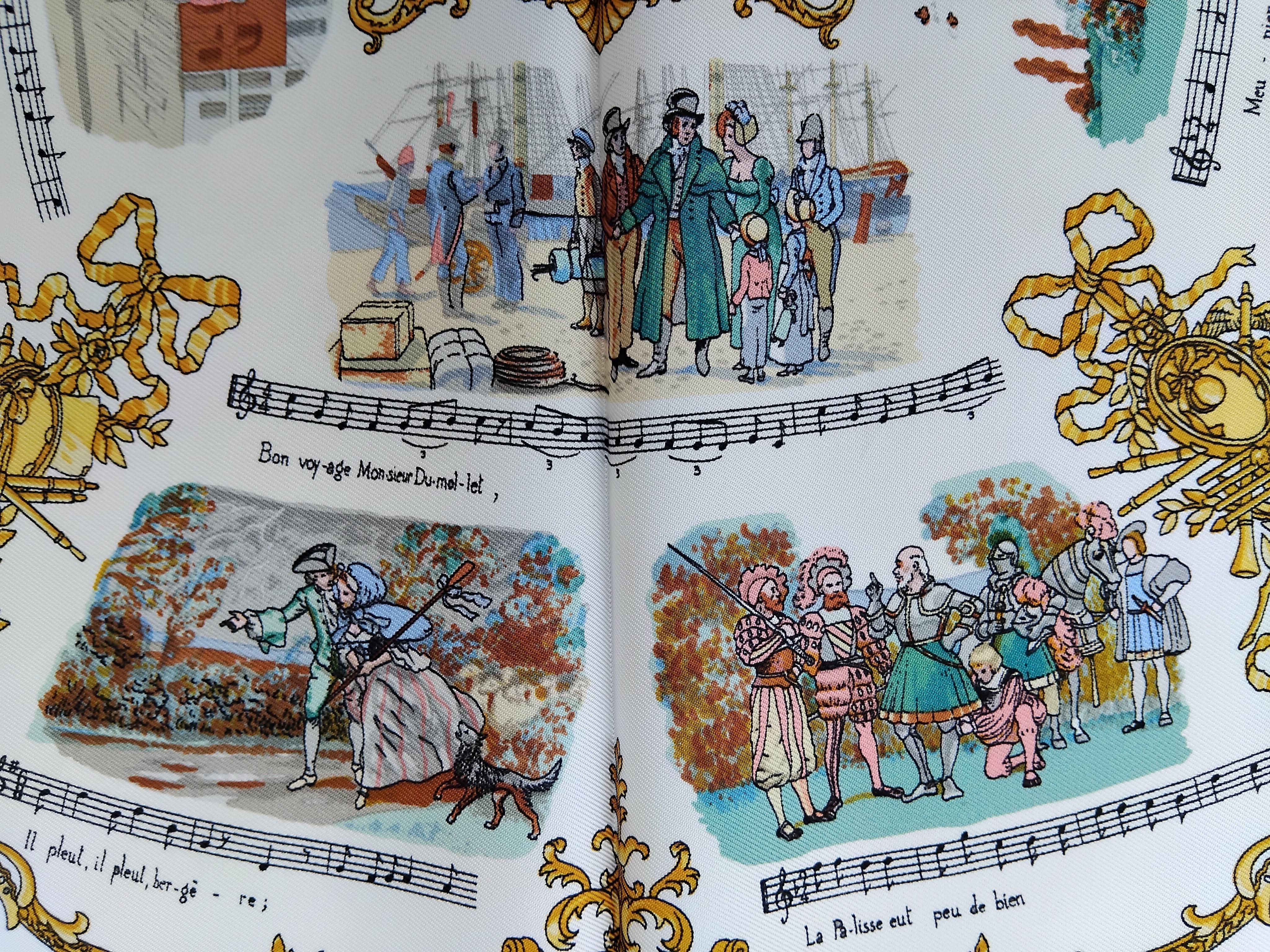 Hermès Kleiner Schal Gavroche Chansons de France LeDoux in Box im Angebot 5