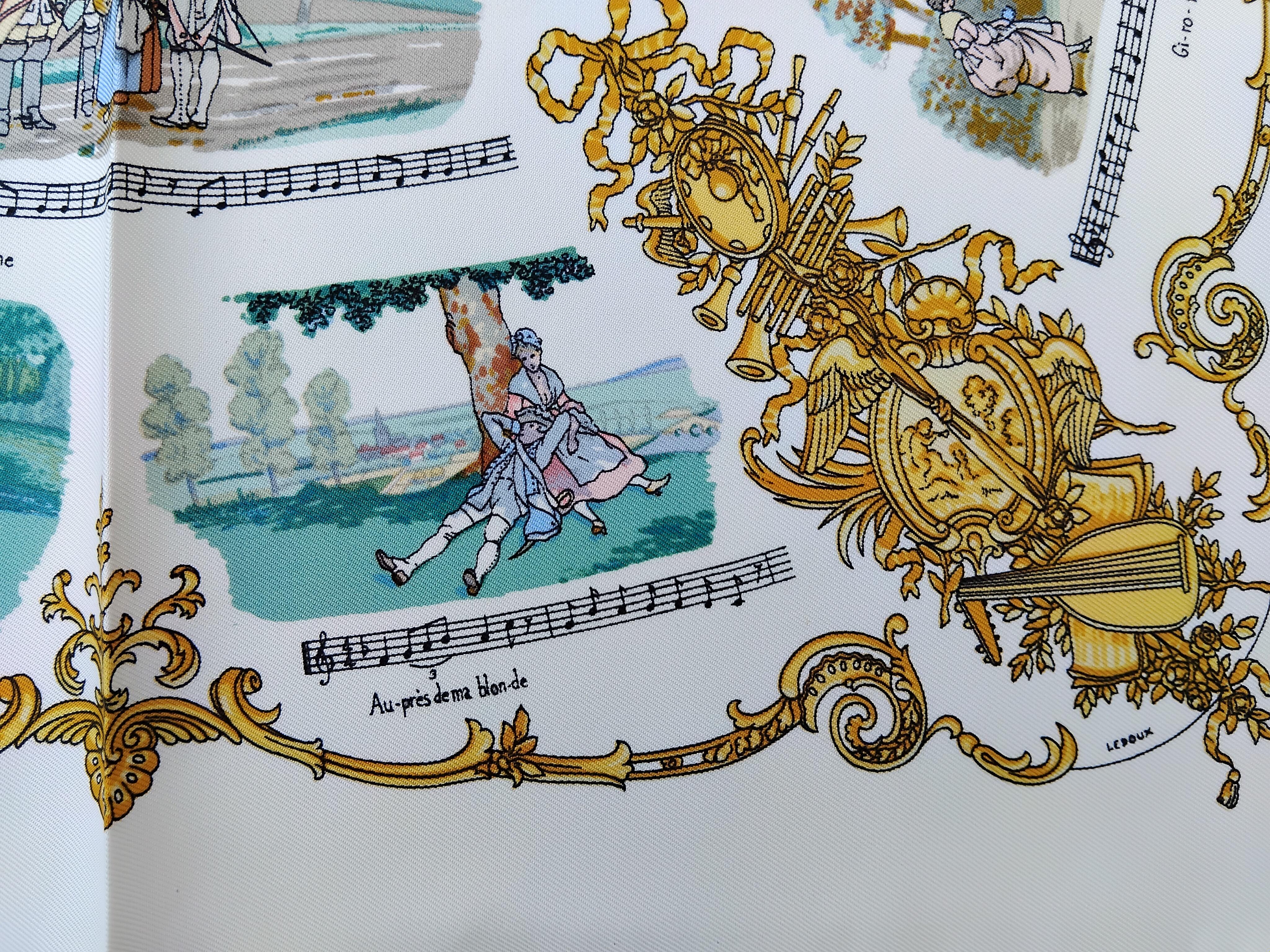 Hermès Kleiner Schal Gavroche Chansons de France LeDoux in Box für Damen oder Herren im Angebot