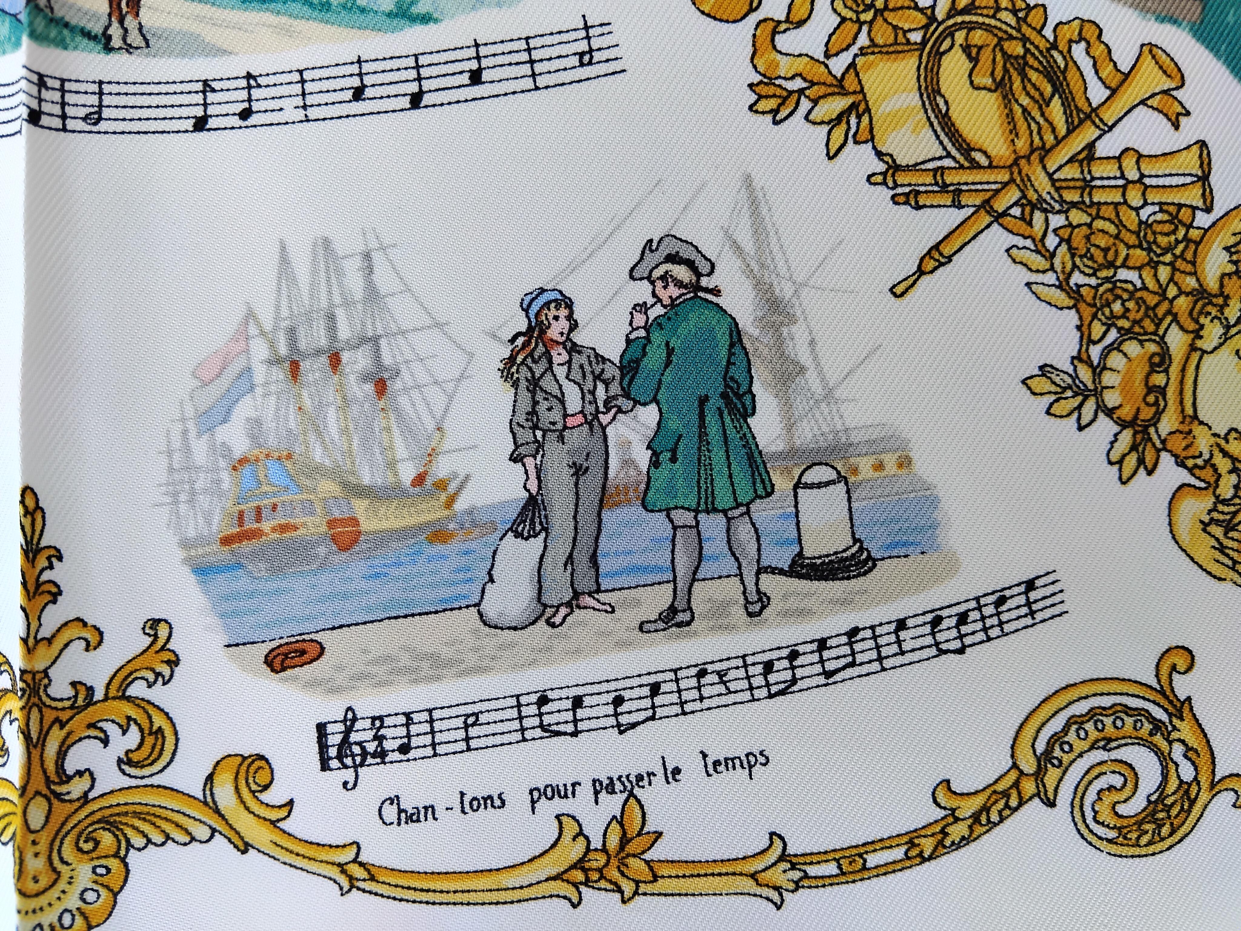 Hermès Kleiner Schal Gavroche Chansons de France LeDoux in Box im Angebot 1