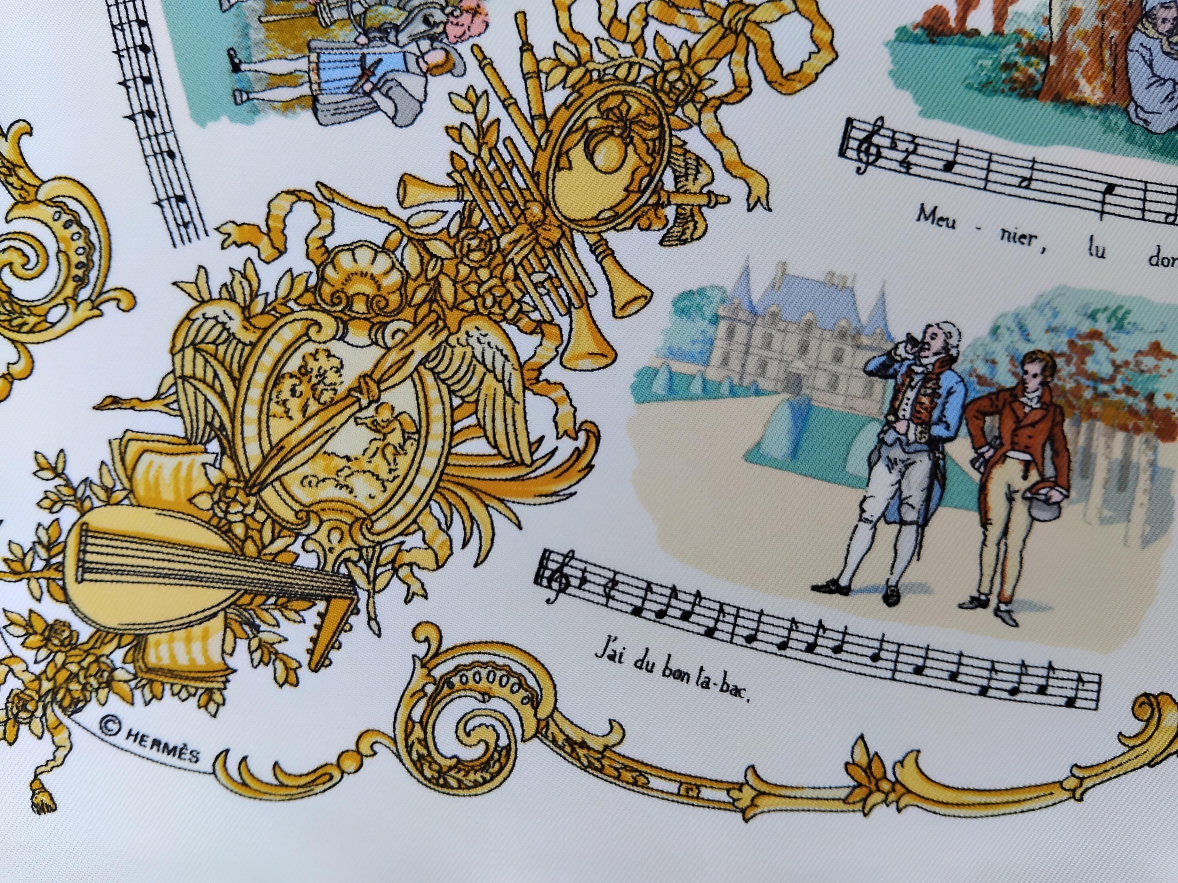 Hermès Kleiner Schal Gavroche Chansons de France LeDoux in Box im Angebot 2