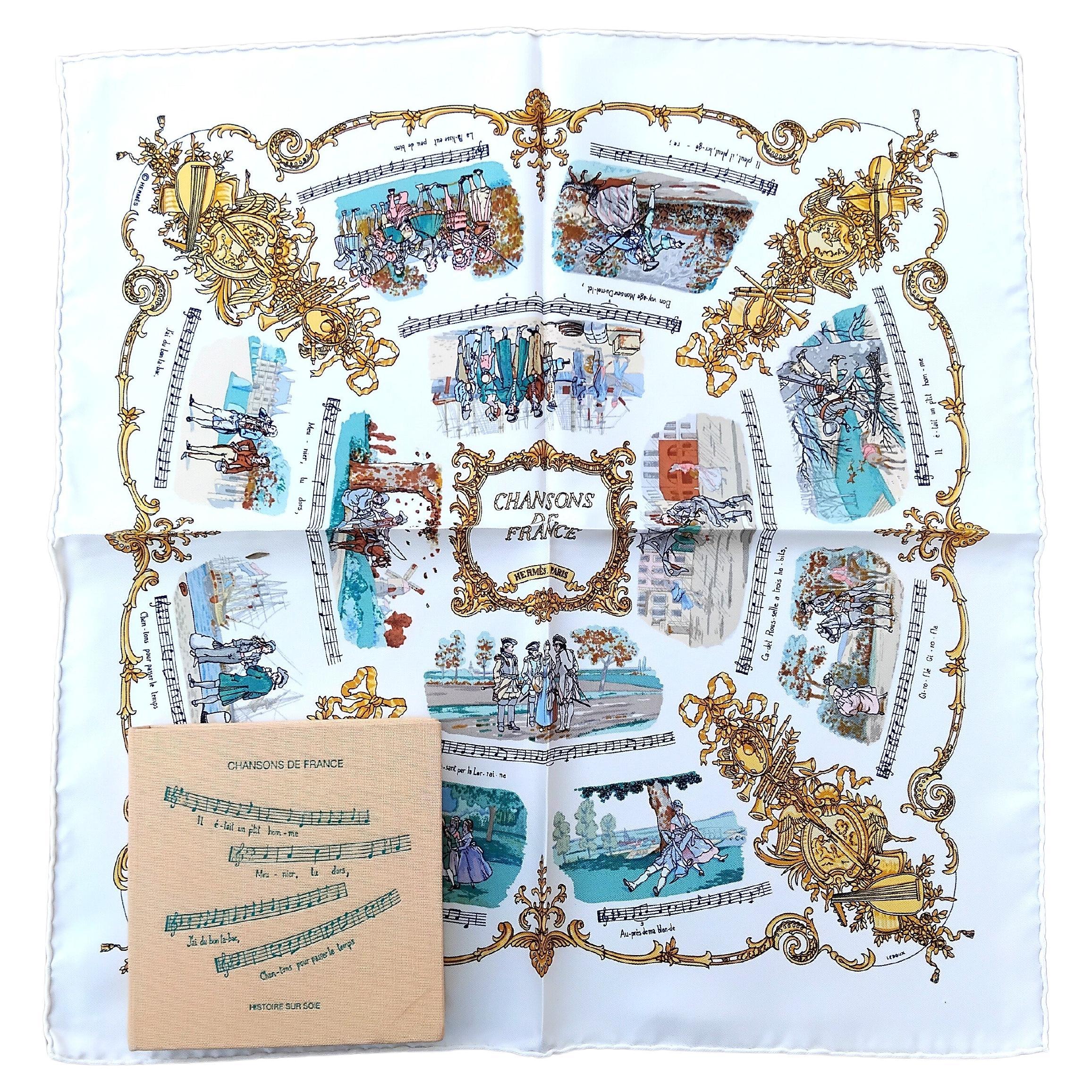 Hermès Kleiner Schal Gavroche Chansons de France LeDoux in Box im Angebot