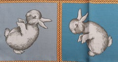 Hermès Small Silk Scarf Gavroche Pocket Square Rabbit Duck Illusion 42 cm