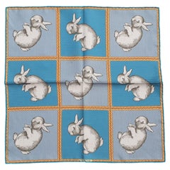 Hermès Small Silk Scarf Gavroche Pocket Square Rabbit Duck Illusion 42 cm