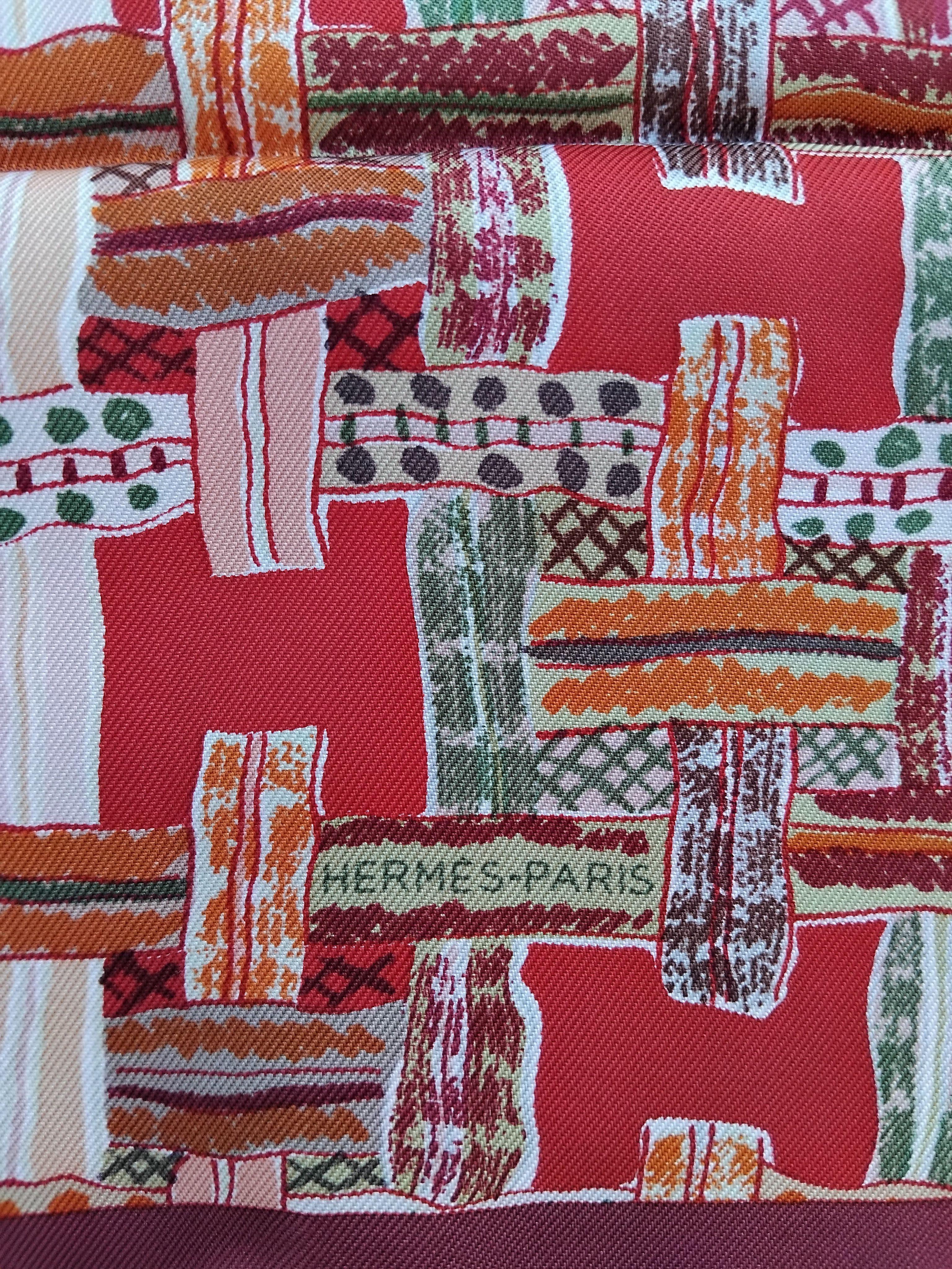 Women's Hermès Small Silk Scarf Bolduc au Carre Rubans by C. Hartmann Gavroche 42 cm  For Sale