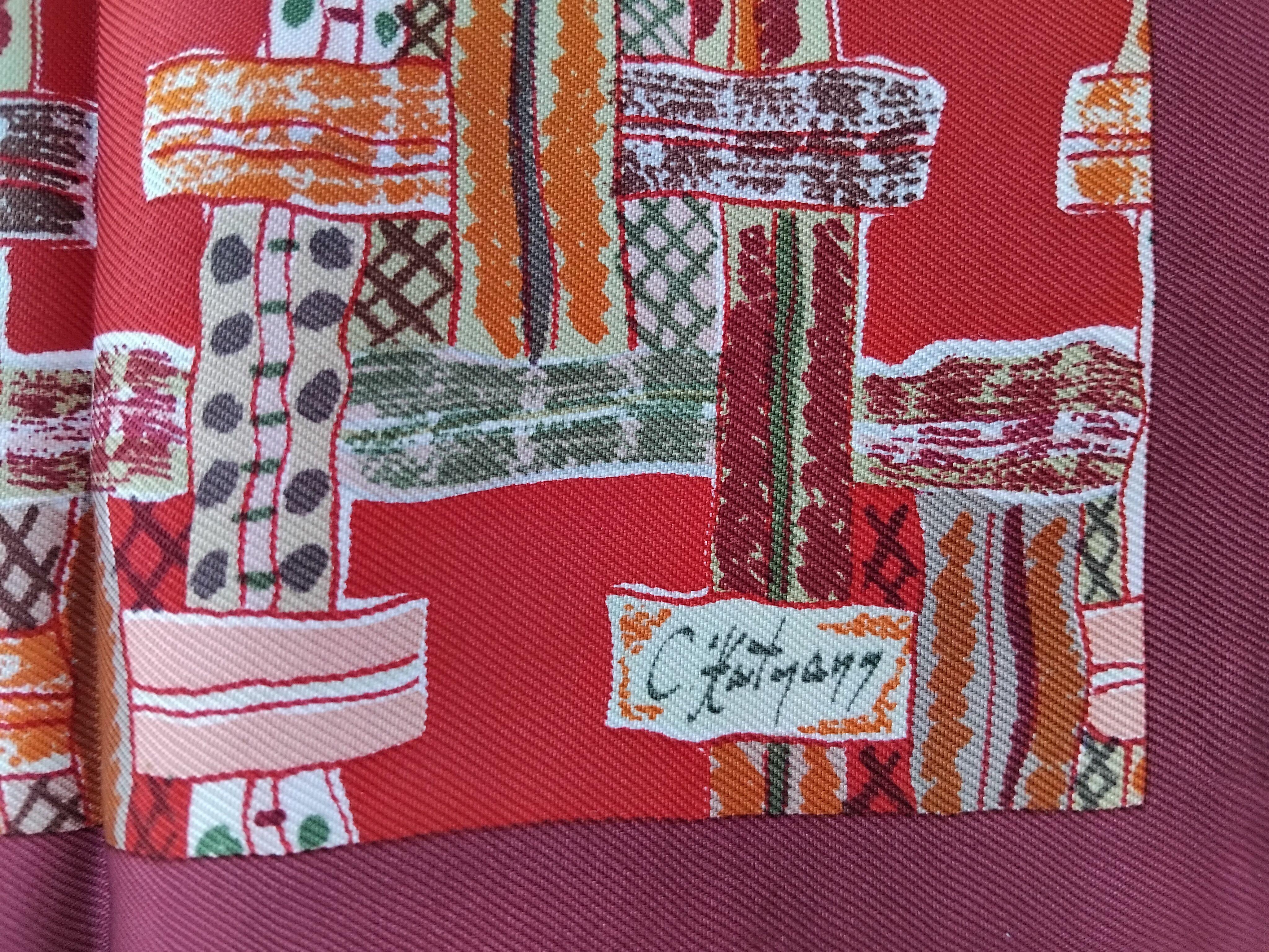 Women's Hermès Small Silk Scarf Bolduc au Carre Rubans by C. Hartmann Gavroche 42 cm