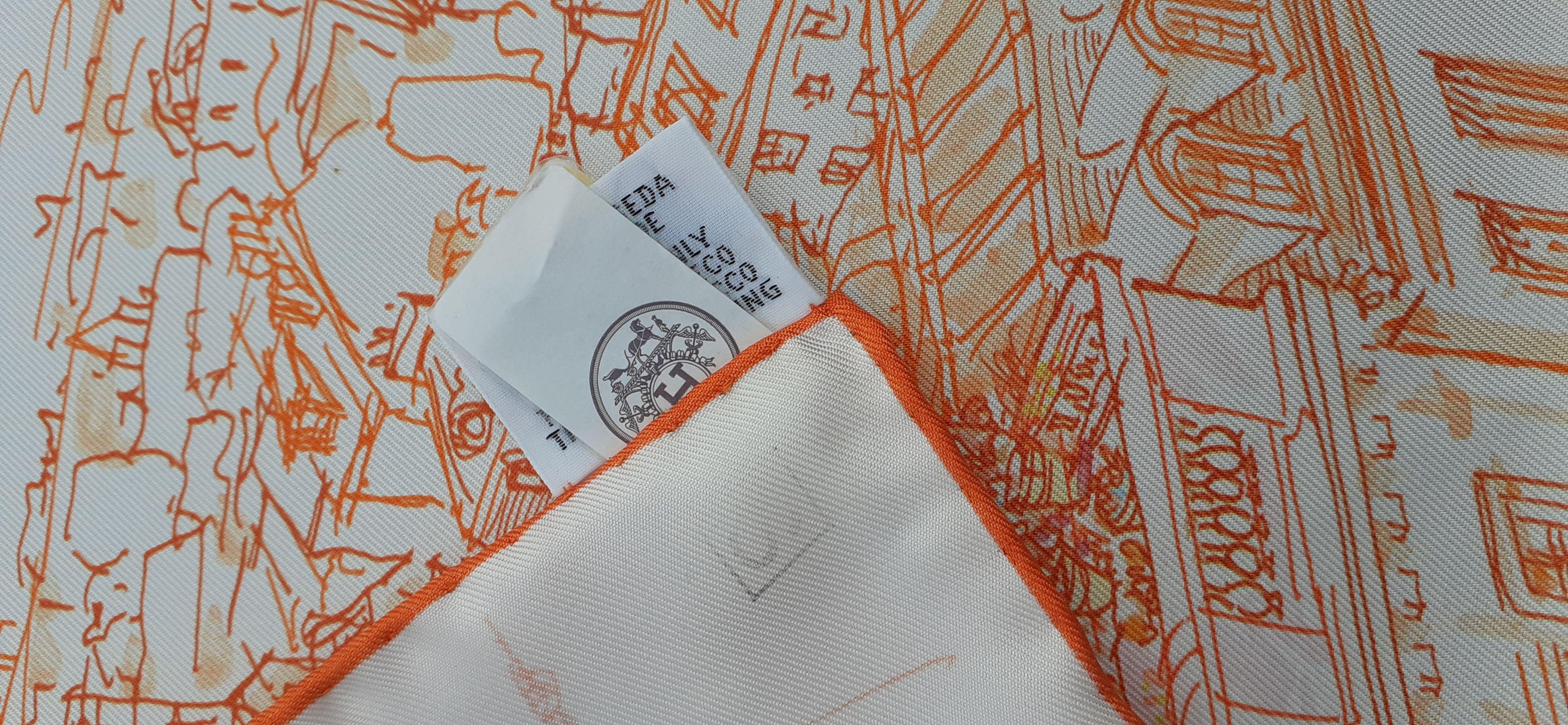 Hermès Small Silk Scarf Gavroche Un Jardin Sur Le Toit 24 Fbg Orange 45 cm 7