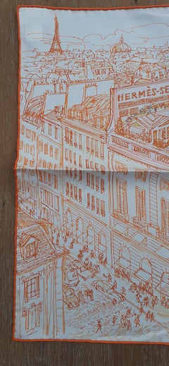 Hermès Small Silk Scarf Gavroche Un Jardin Sur Le Toit 24 Fbg Orange 45 cm