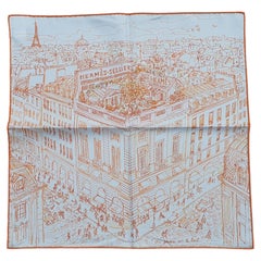 Hermès Small Silk Scarf Gavroche Un Jardin Sur Le Toit 24 Fbg Orange 45 cm