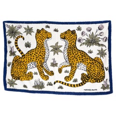 Asciugamano da spiaggia Hermes in cotone blu di piccole dimensioni Leopardi di C.C.