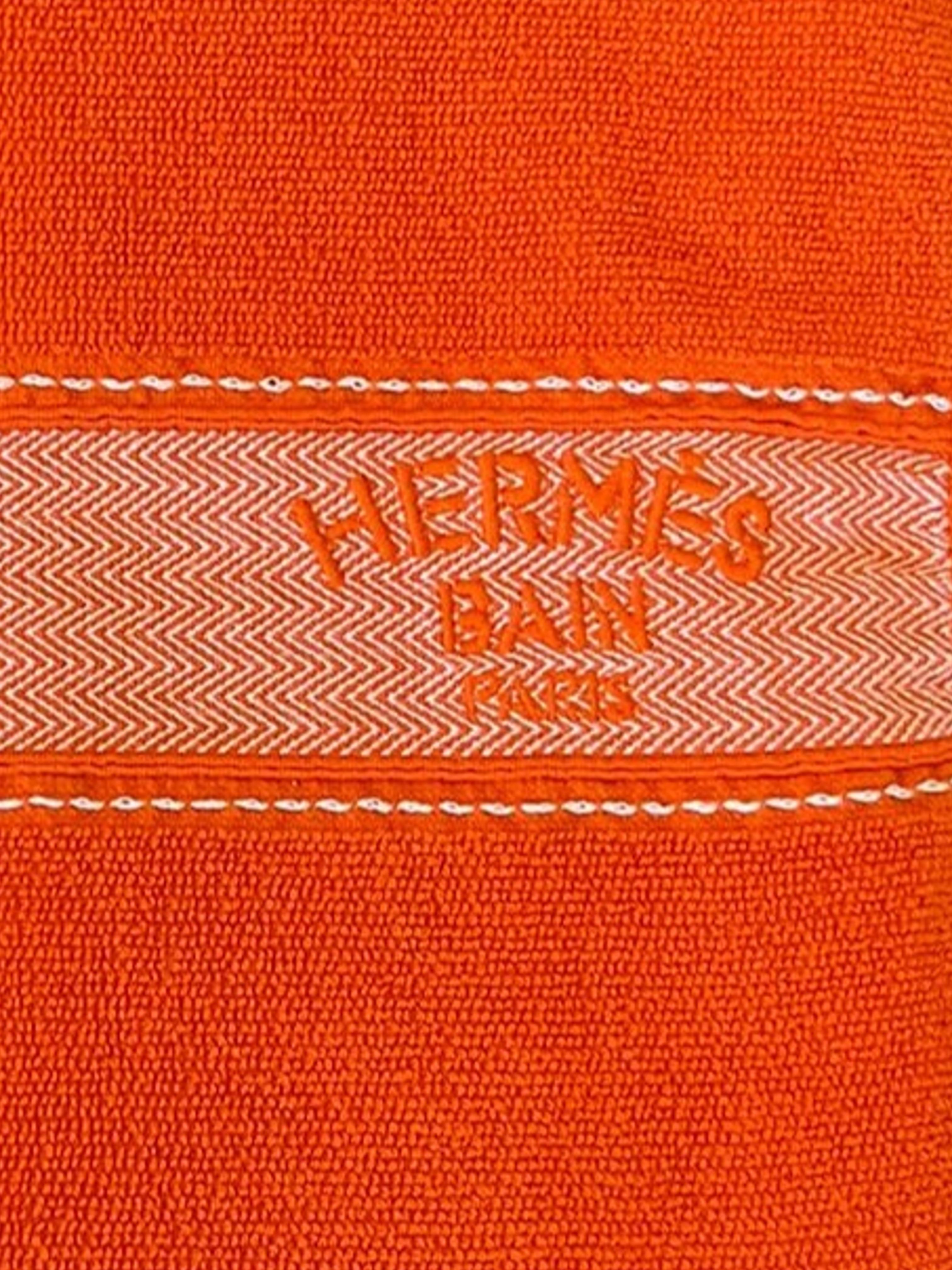 Serviette de plage Hermès Small Yachting en géranium orange avec broderie 
