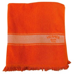 Used HERMÈS Small Yachting Beach Towel in Orange Geranium