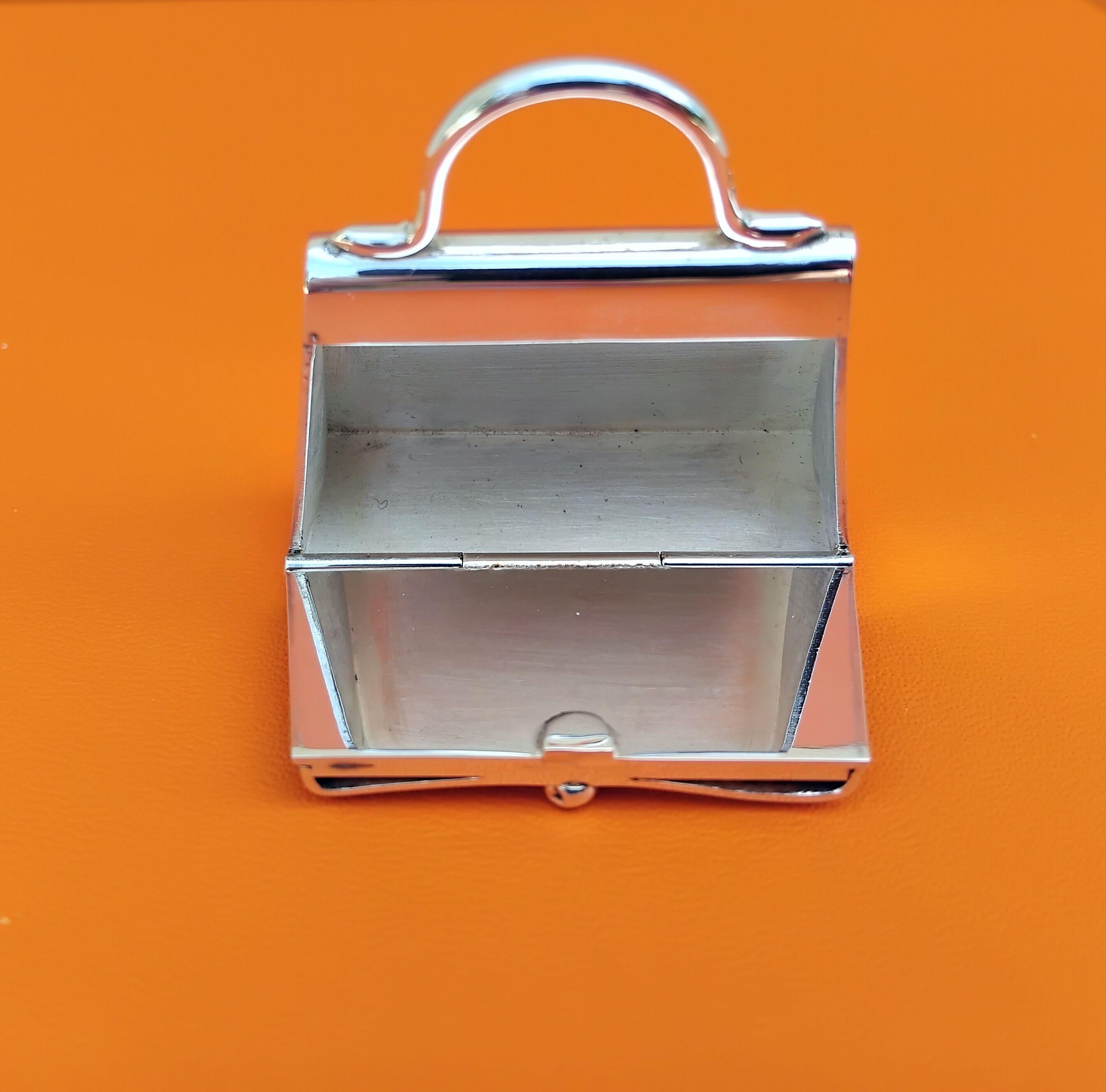 Hermès Smallest Kelly Bag Pill Box in Silver with Mirror 11