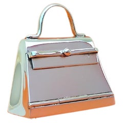 Hermès Smallest Kelly Bag Pill Box in Silver with Mirror