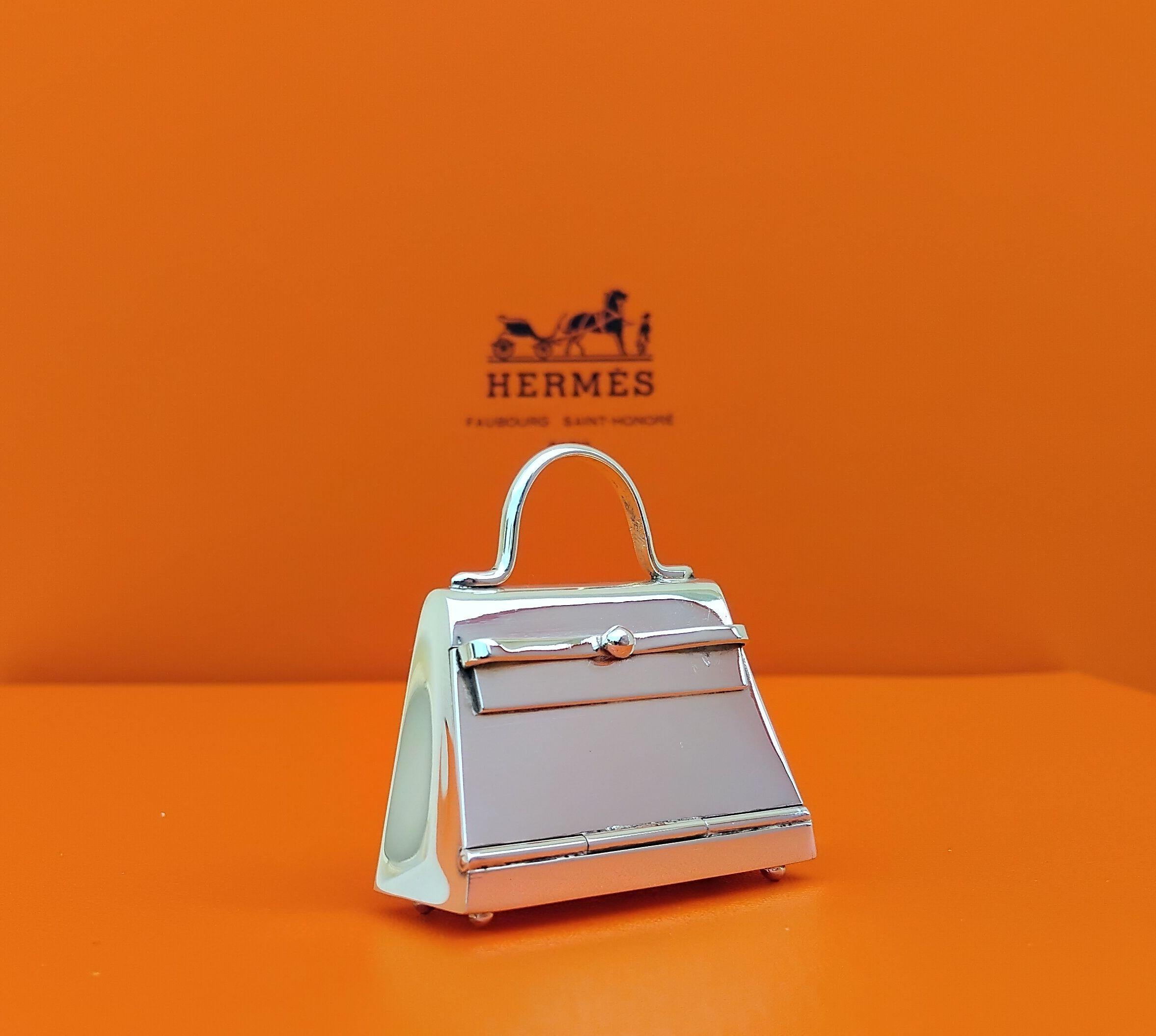 Women's Hermès Smallest Kelly Bag Pill Box in Silver with Mirror