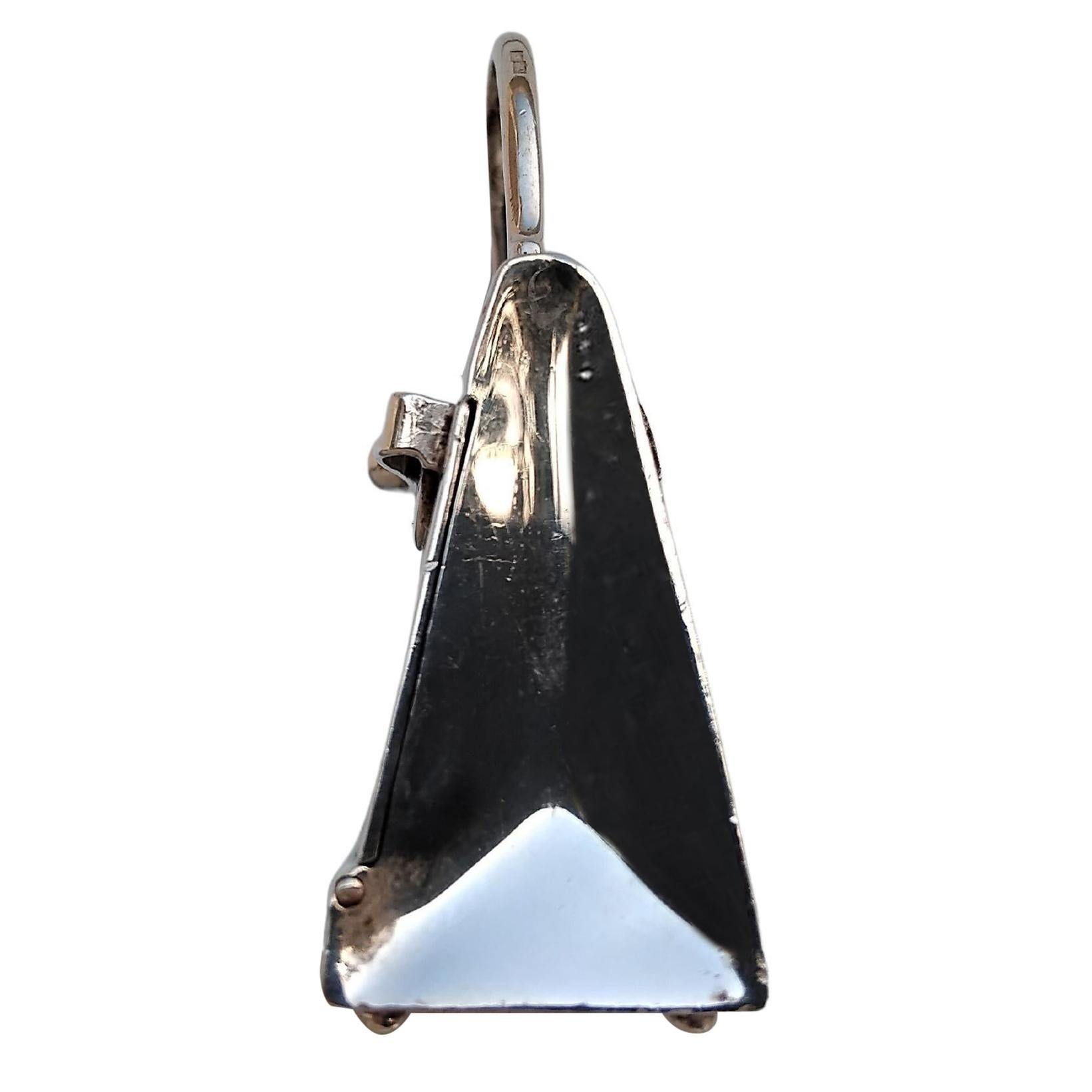 Women's Hermès Smallest Kelly Bag Pill Box Sterling Silver with Mirror