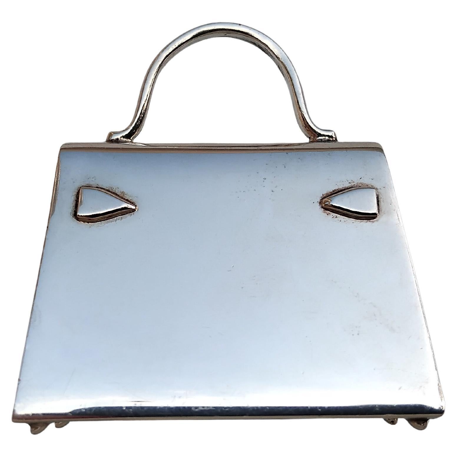 Hermès Smallest Kelly Bag Pill Box Sterling Silver with Mirror 1
