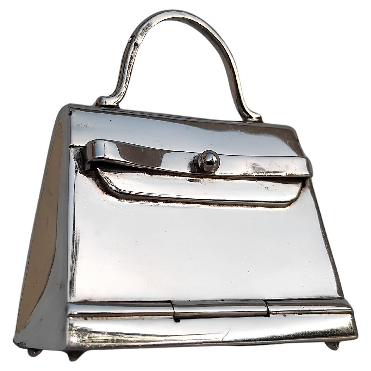 Hermès Smallest Kelly Bag Pill Box Sterling Silver with Mirror 3