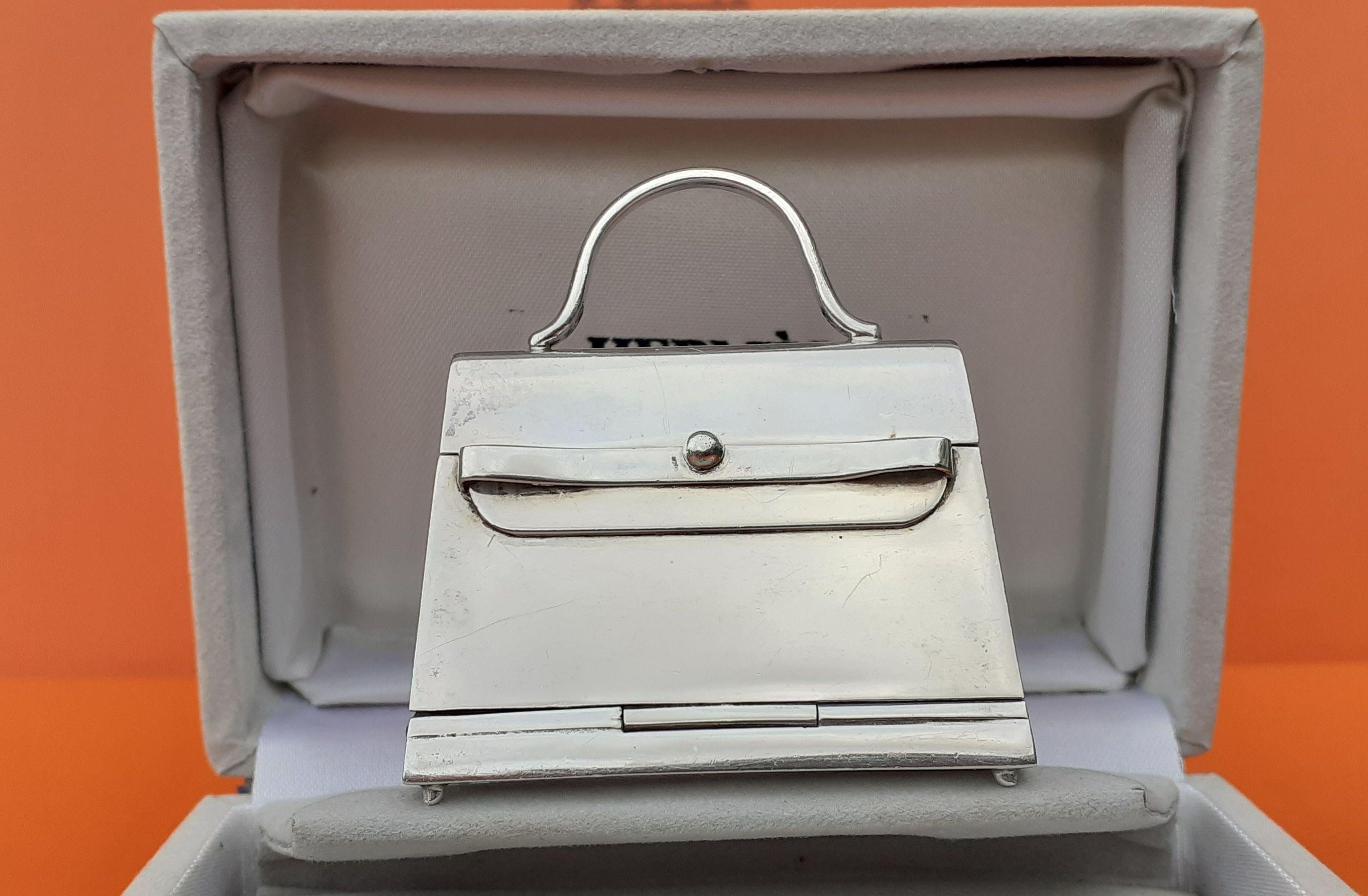 Hermès Smallest Mini Kelly Bag Ever Pill or Photo Box Sterling Silver RARE 5