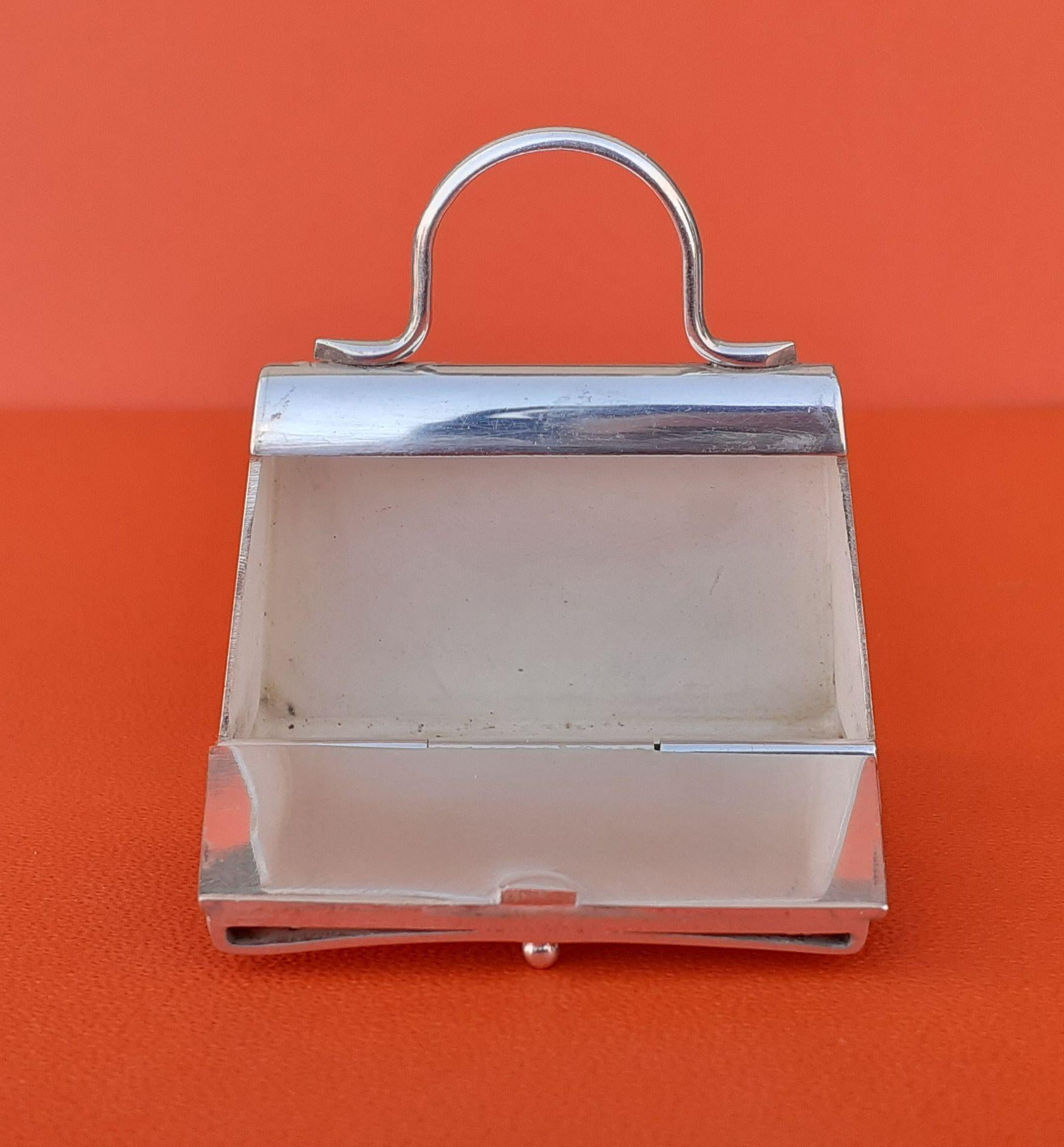 Hermès Smallest Mini Kelly Bag Ever Pill or Photo Box Sterling Silver RARE 12