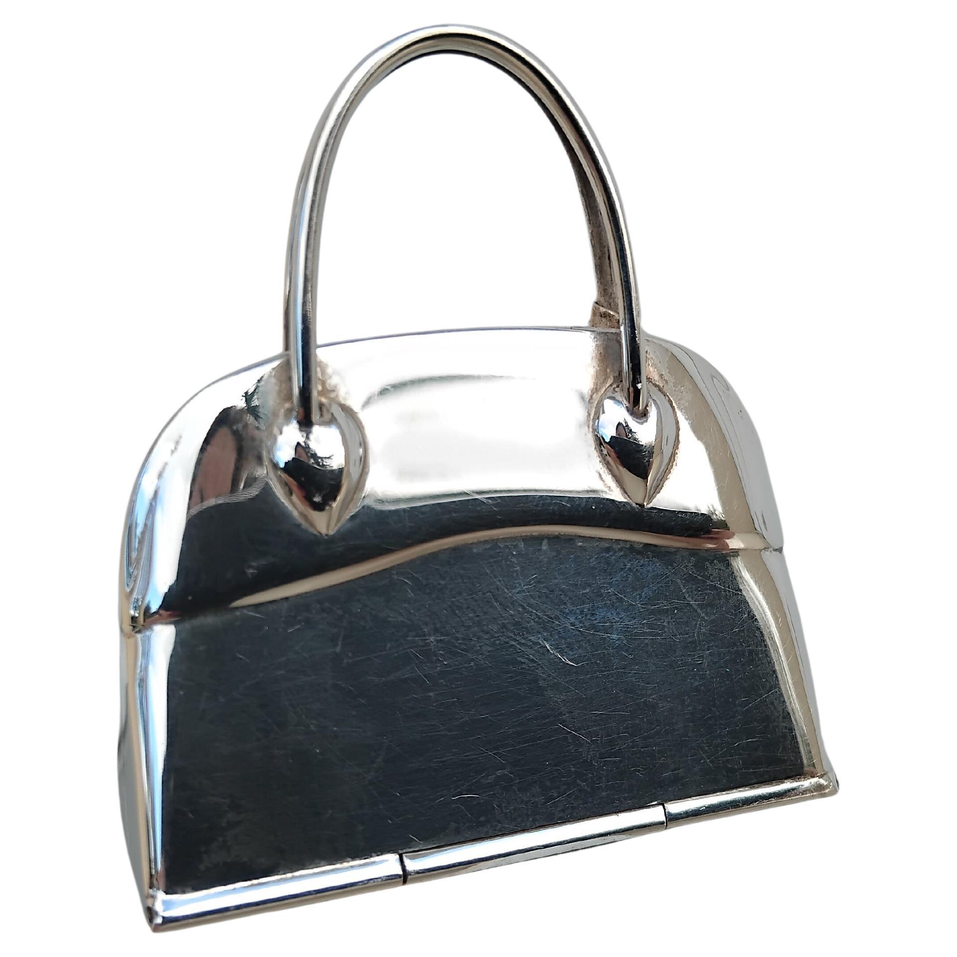 Hermès Smallest Mini Micro Bolide Bag Pill Box Sterling Silver For Sale 7