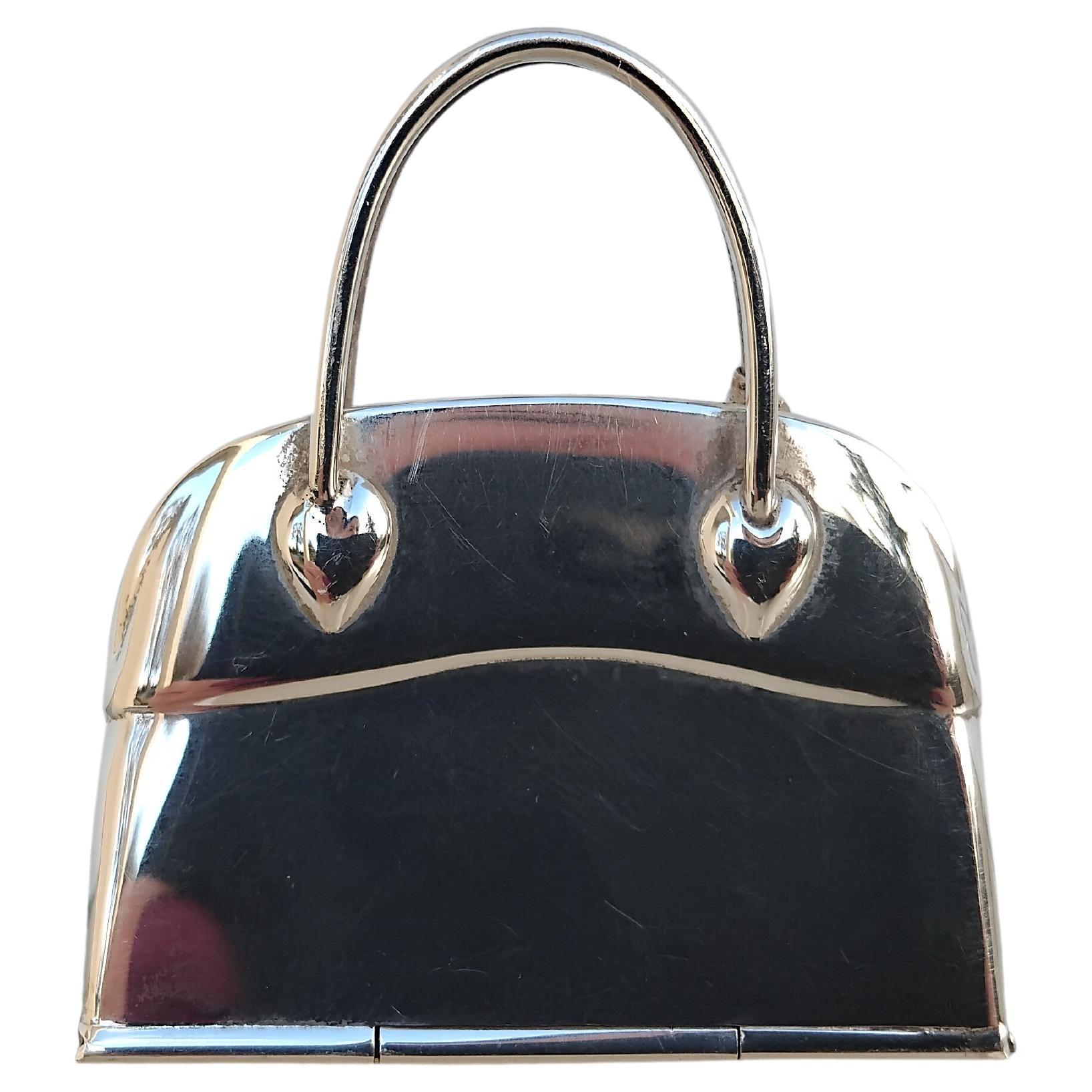 Women's Hermès Smallest Mini Micro Bolide Bag Pill Box Sterling Silver For Sale
