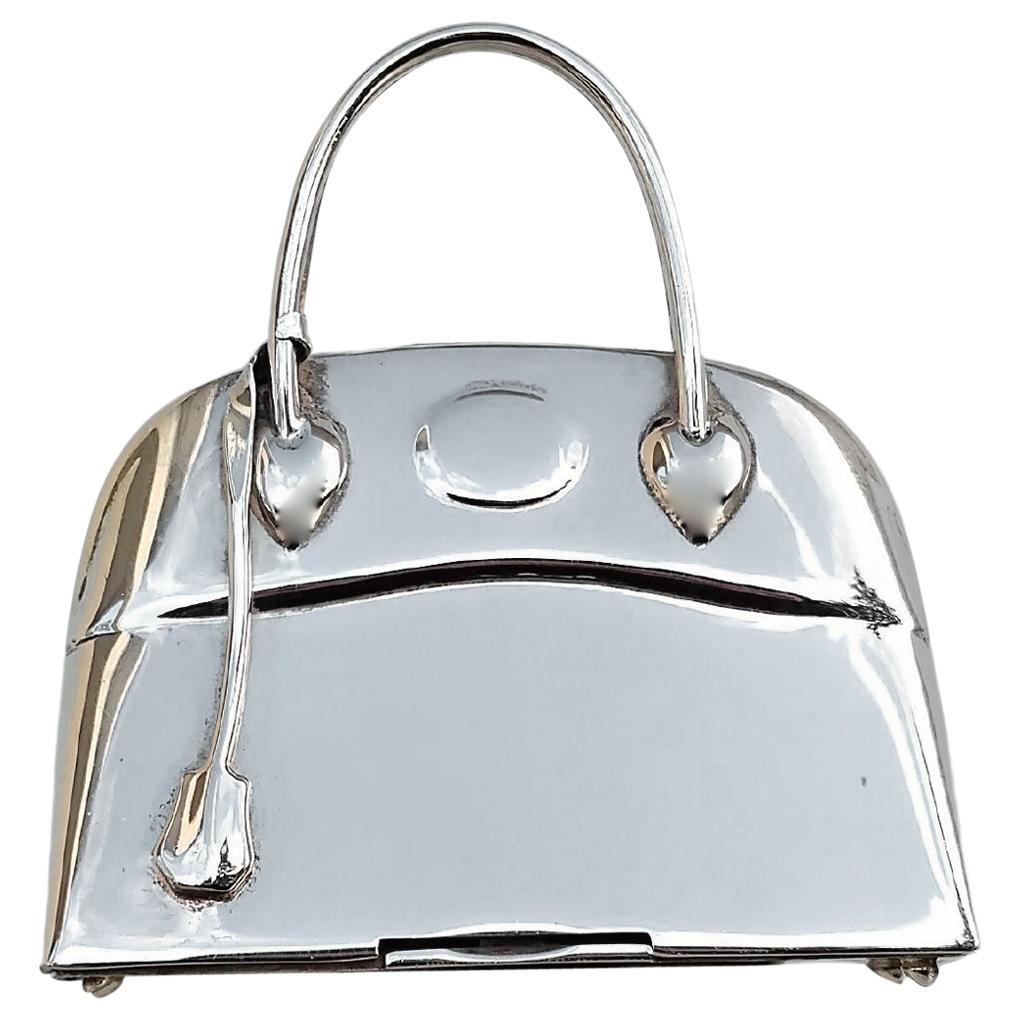 Hermès Smallest Mini Micro Bolide Bag Pill Box Sterling Silver For Sale 4