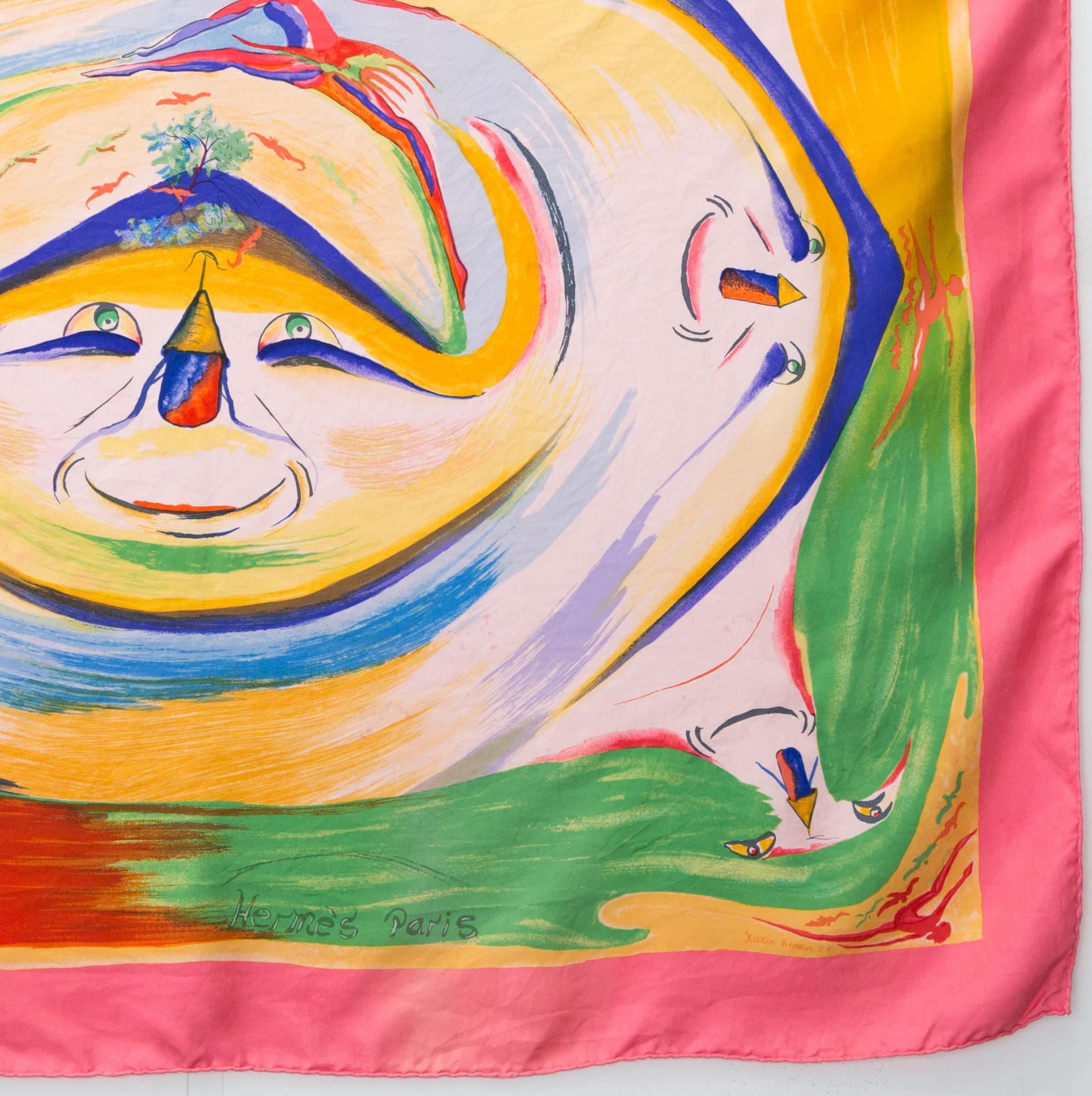Hermes Smiles in Third Millenary by I A K Sefedin Silk Scarf For Sale 1