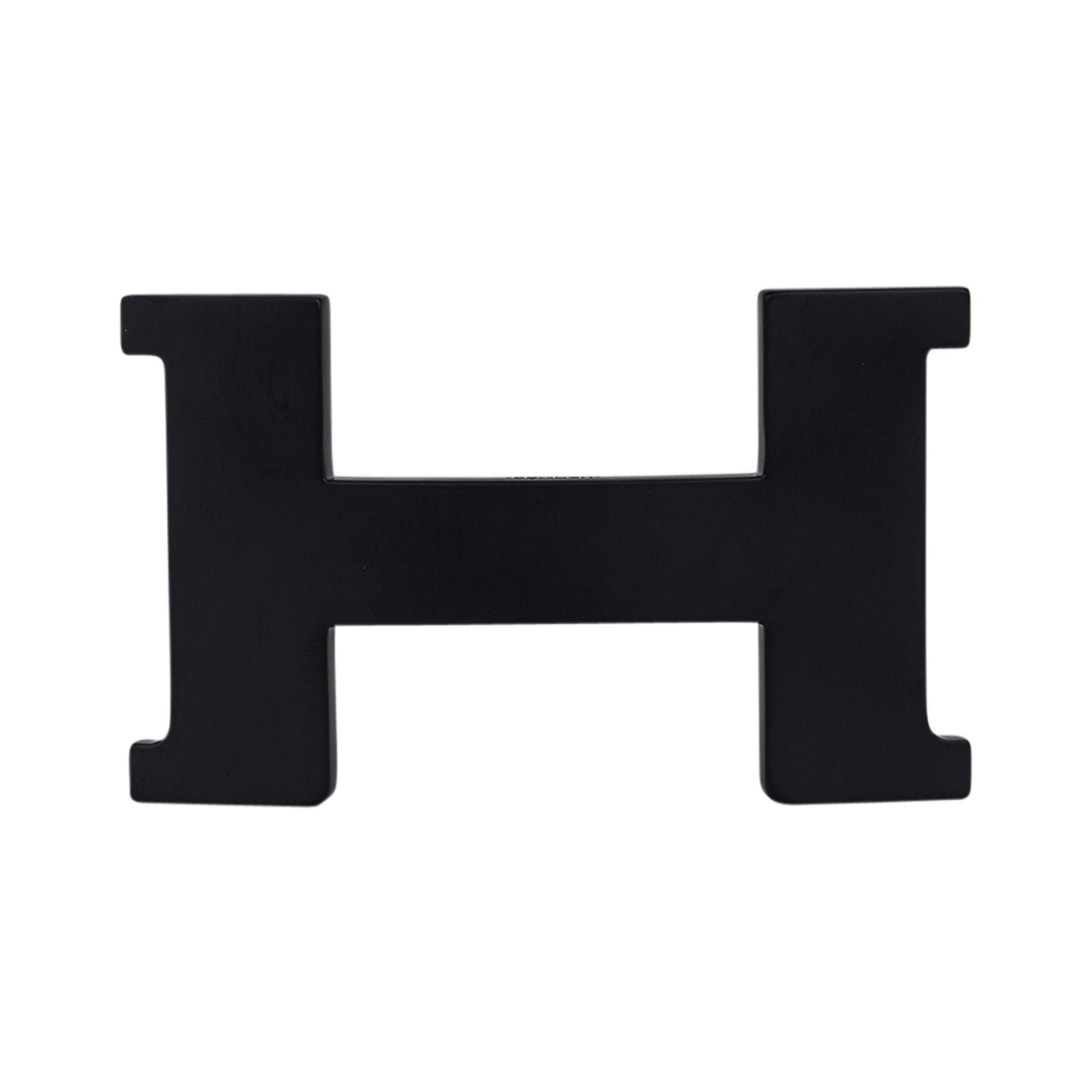 Women's or Men's Hermes So Black Box Leather Belt H Constance 38 mm Reversible 85