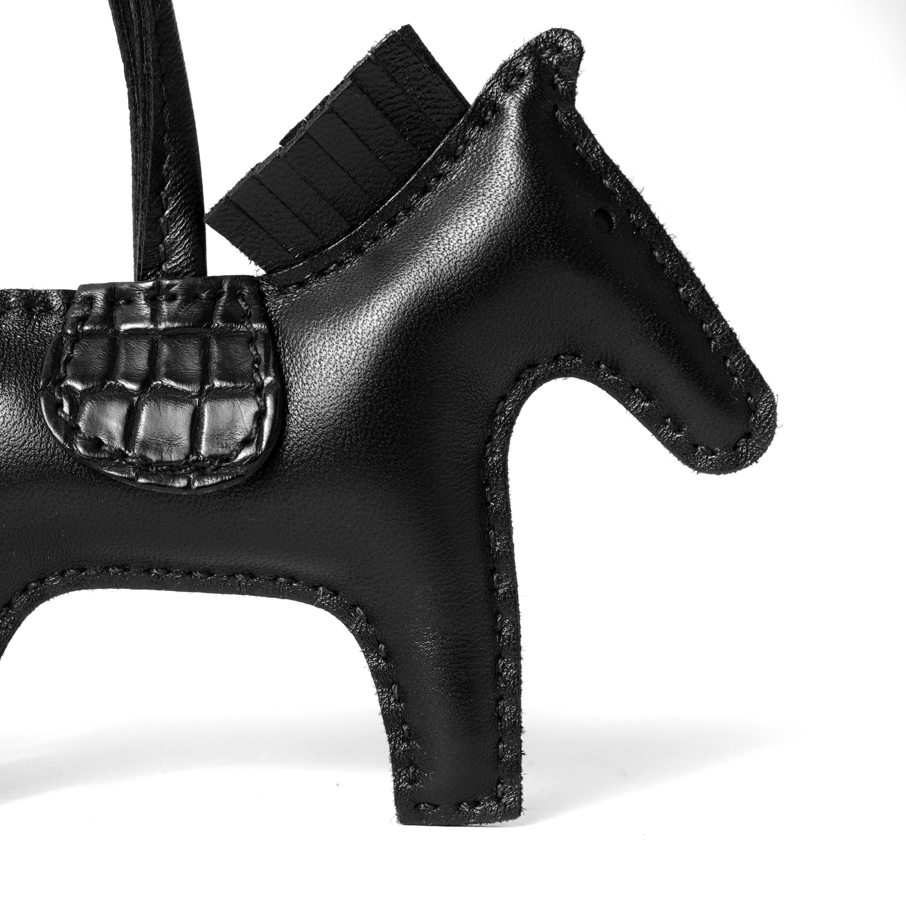 Hermès So Black Rodeo Horse Bag Charm with Alligator In New Condition For Sale In Palm Beach, FL
