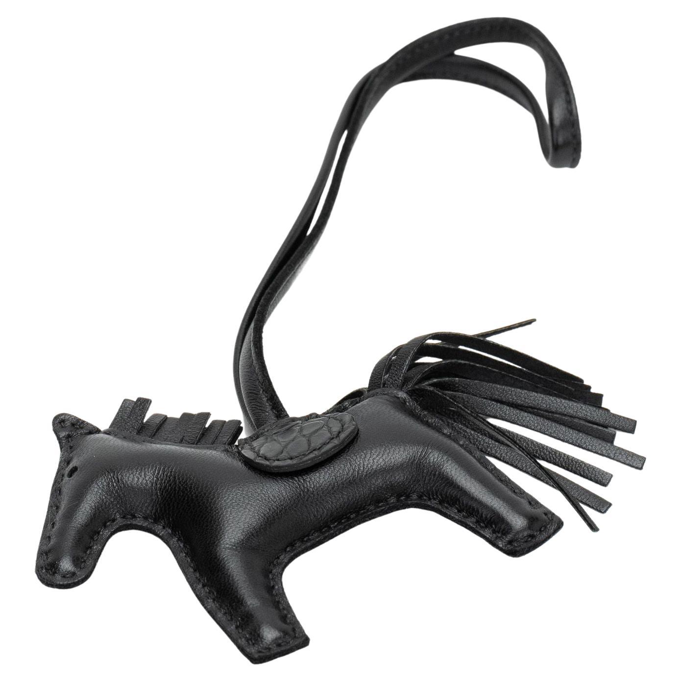 Hermes SO Black Horse Rodeo Bag Charm PM/NIB