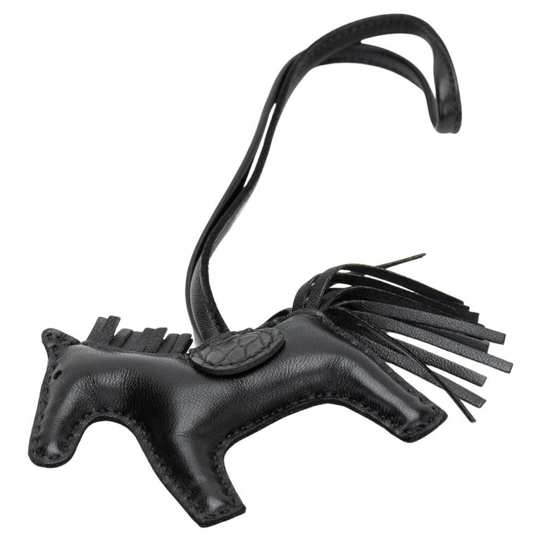 Hermès Black Pourpre Grigri Horse Rodeo Bag Charm PM For Sale at 1stDibs