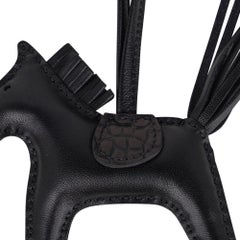 Hermes So Black Touch PM Rodeo Bag Charm Matte Alligator Saddle Limited Edition