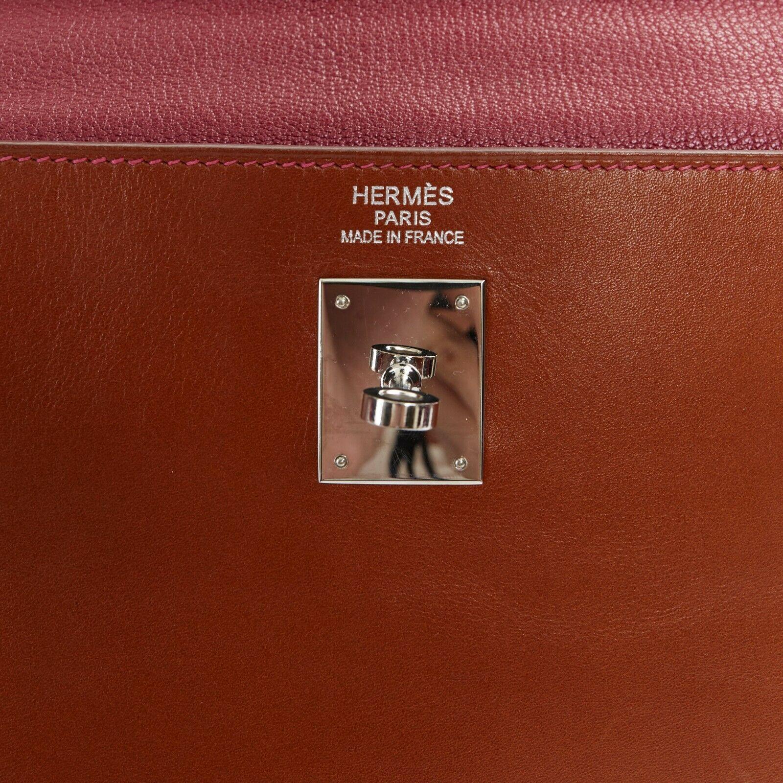 HERMES So Flash Kelly 35 Tadelakt Fauve Rubis red lining PHW box leather bag 2