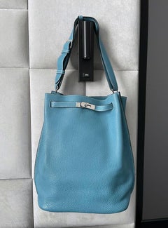 HERMES So Kelly Blue Jean Leather Bag