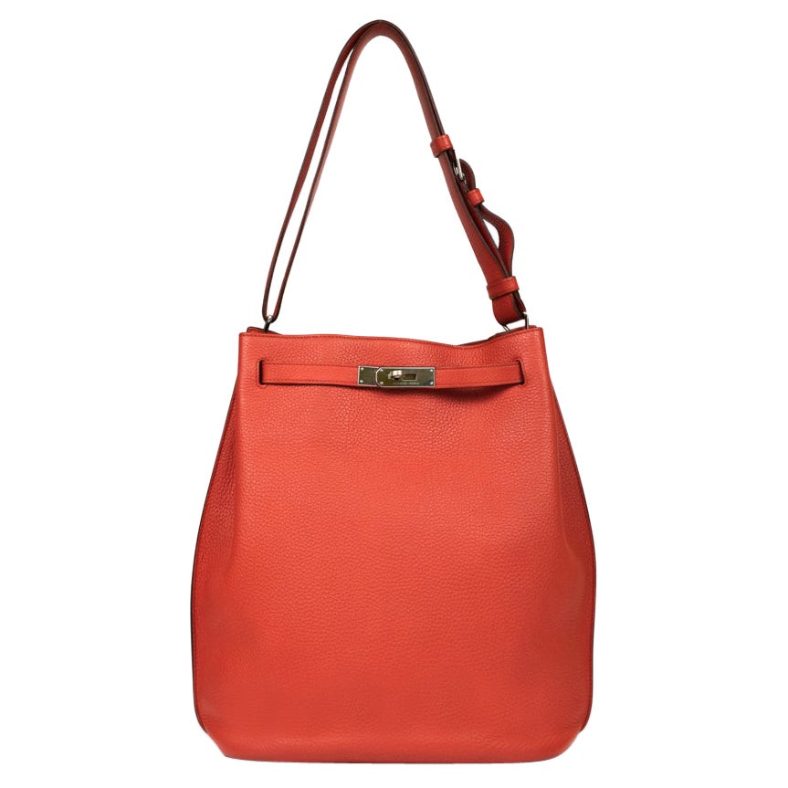 HERMÈS, So Kelly in red leather For Sale