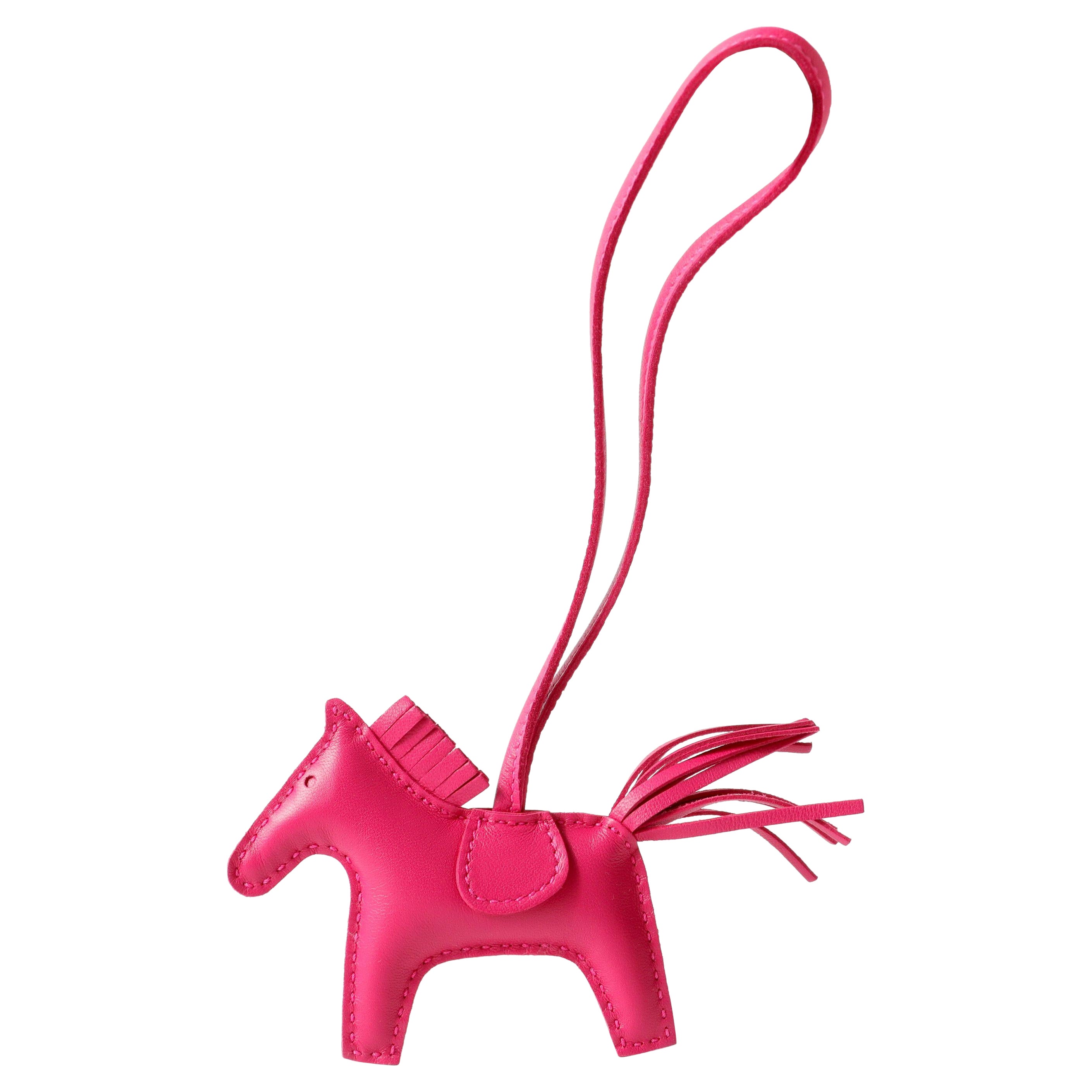 Charm per la borsa Rodeo in pelle rosa di Hermès