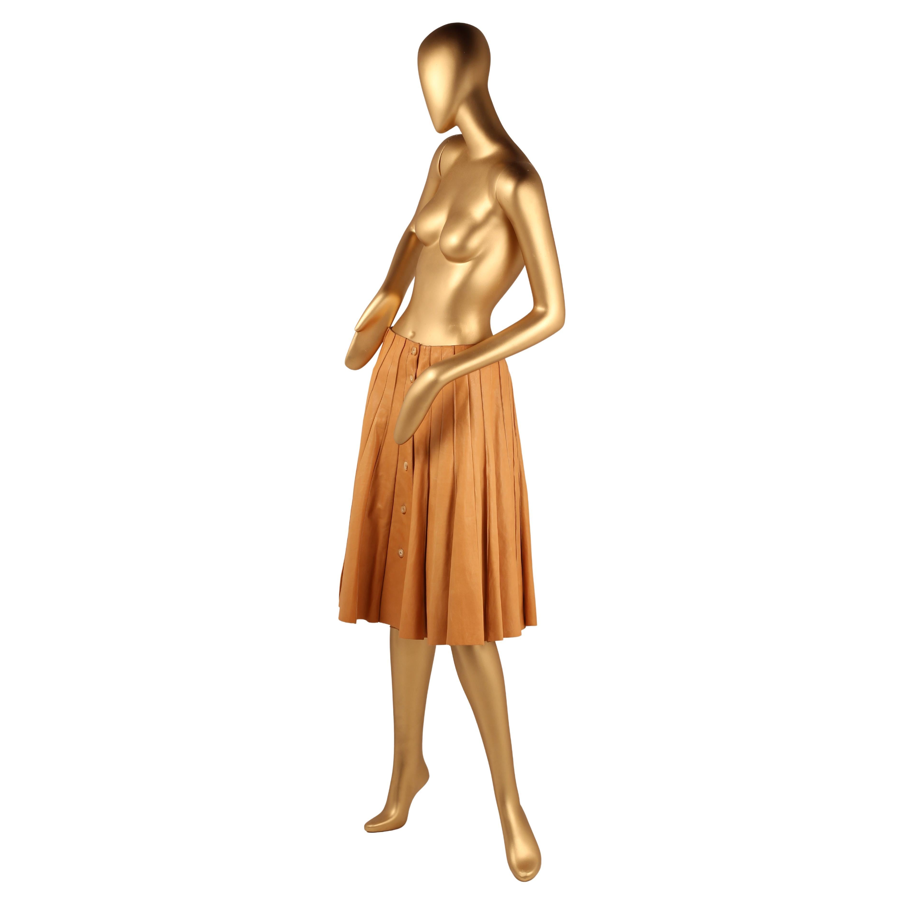 Hermès Soft Leather Pleated Skirt - F/W 2005 Runway - Jean Paul Gaultier For Sale 8