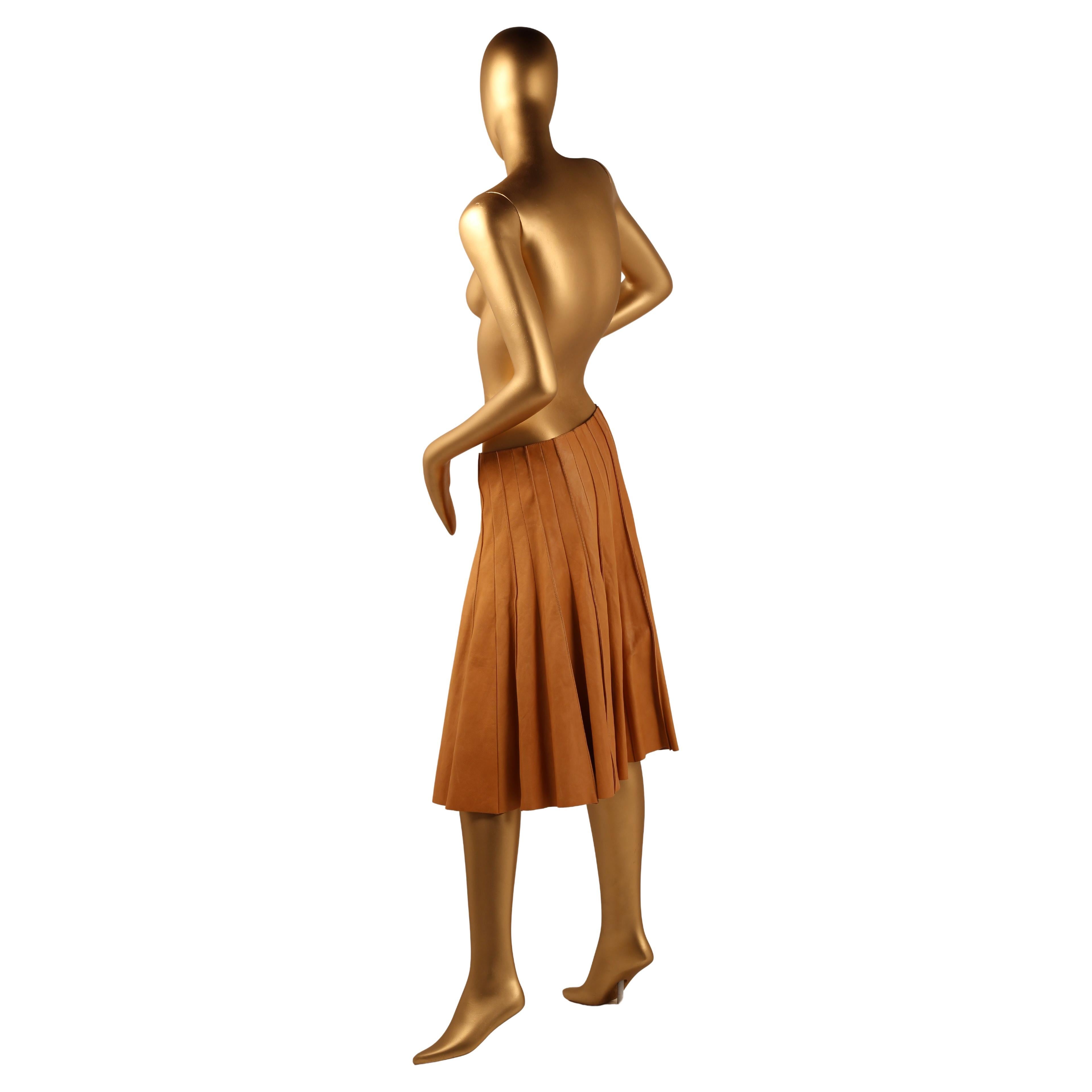 Women's Hermès Soft Leather Pleated Skirt - F/W 2005 Runway - Jean Paul Gaultier For Sale