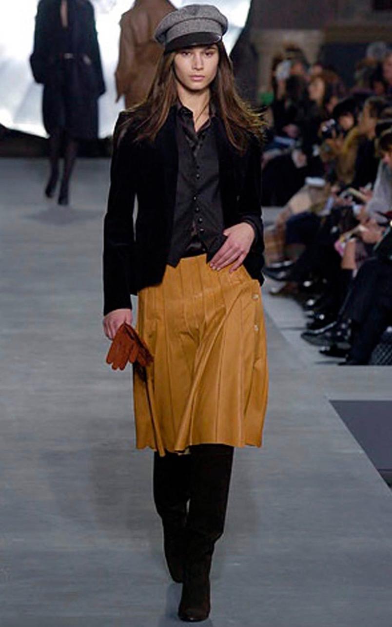 Hermès Soft Leather Pleated Skirt - F/W 2005 Runway - Jean Paul Gaultier For Sale 1