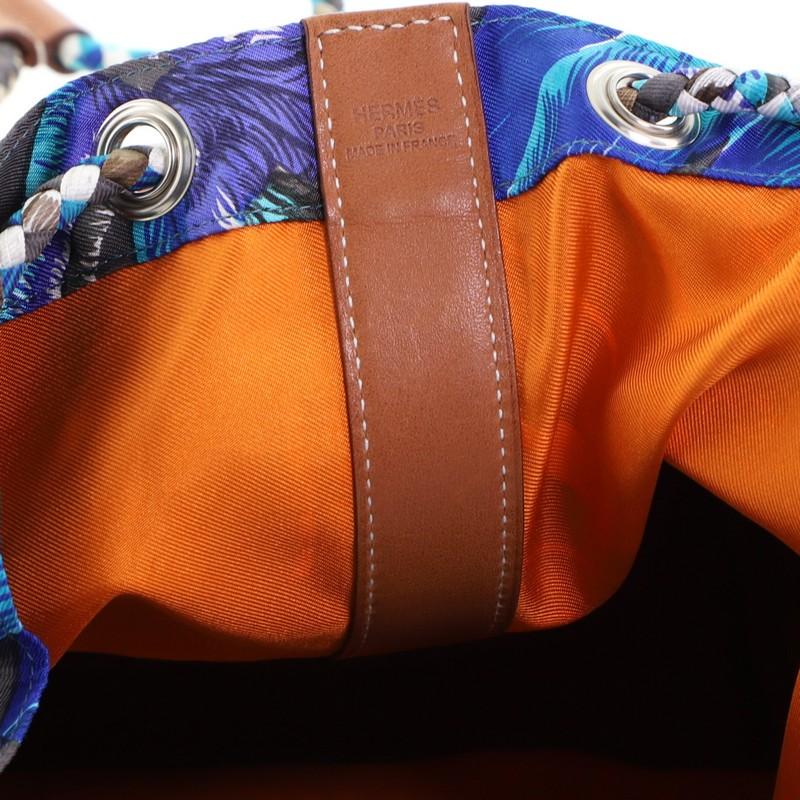Women's or Men's Hermes Soie Cool Handbag Printed Silk and Calfskin Medium