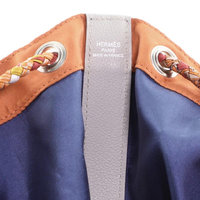 Orange Hermes Soie Cool Handbag Printed Silk and Calfskin Medium