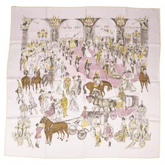 Hermes "Soiree de Gala" Pink Silk Scarf