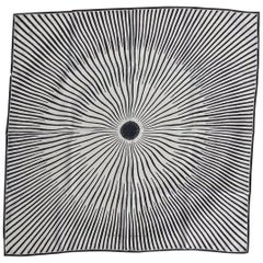 Hermes Soleil schwarz-weißer Seiden-Twill-Schal von Fred Rawyler 2003 Neuauflage