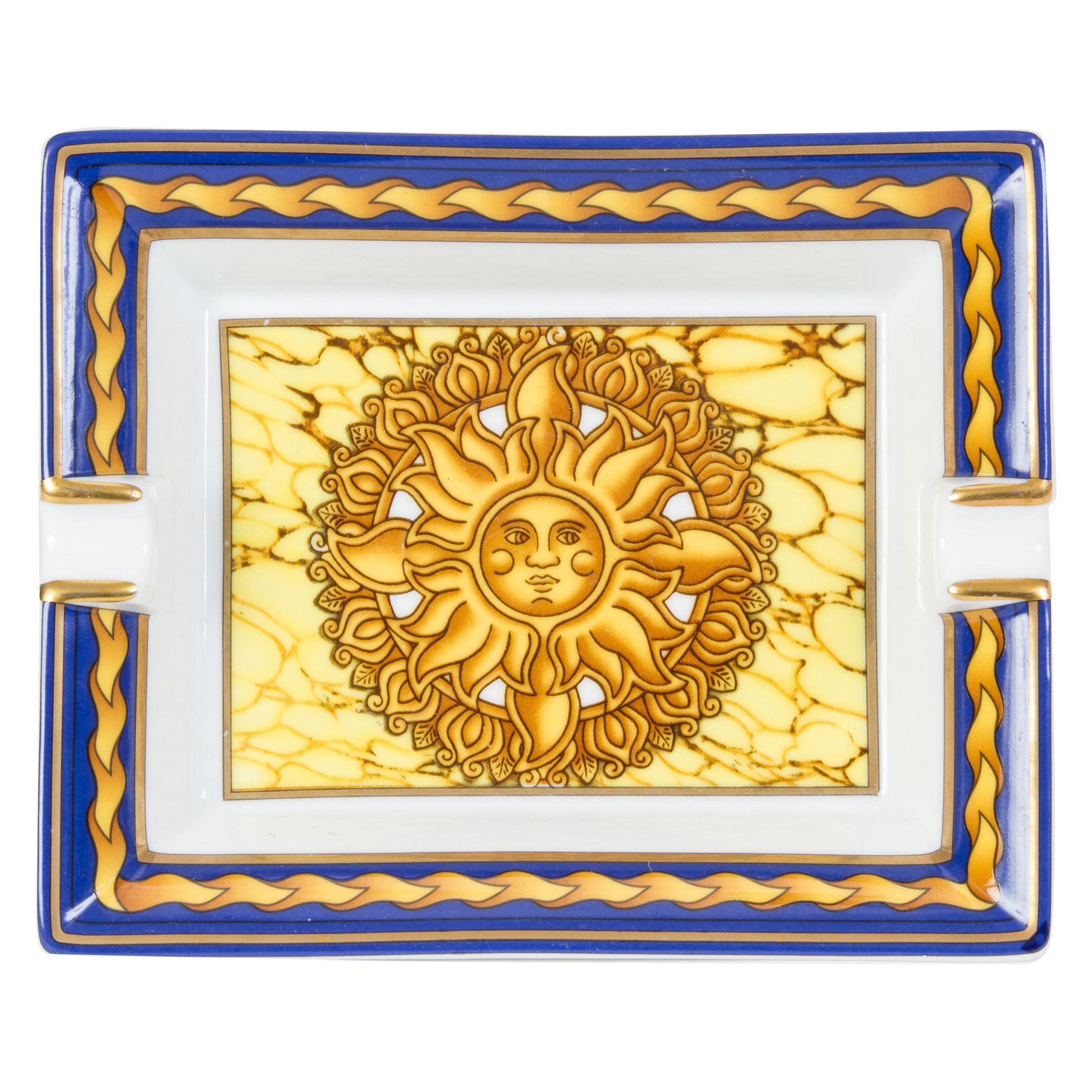 Hermès Soleil Blue Porcelain Ashtray