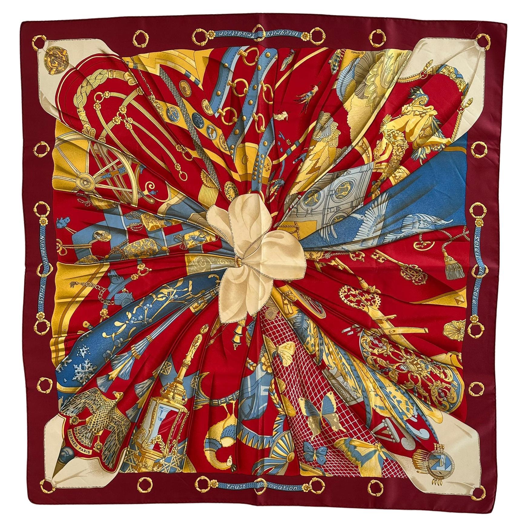 HERMES Soleil de Soie Silk Twill Scarf Designed by Cathy Latham 36" x 36" For Sale