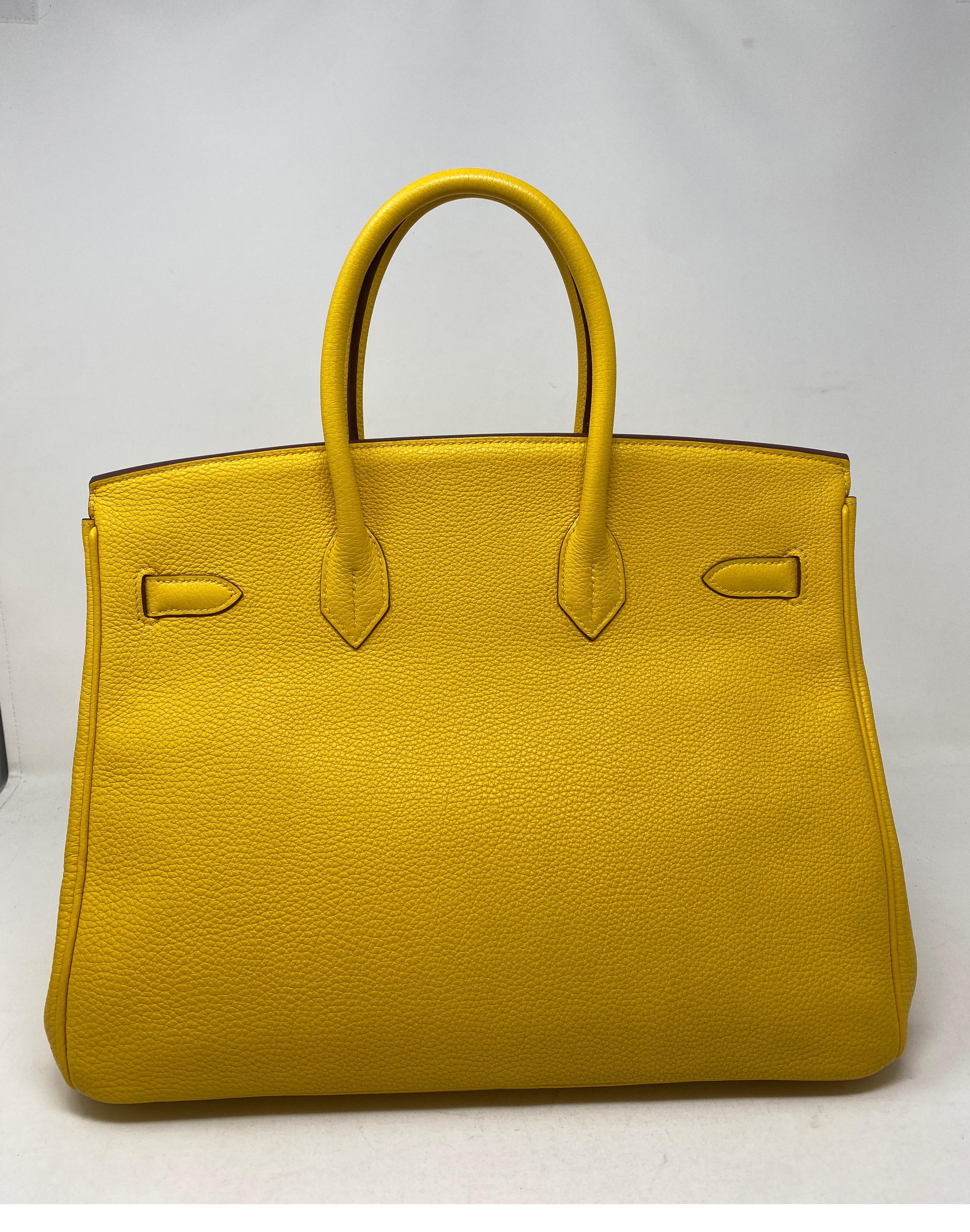 Women's or Men's Hermes Soleil Yellow Birkin 35 Bag