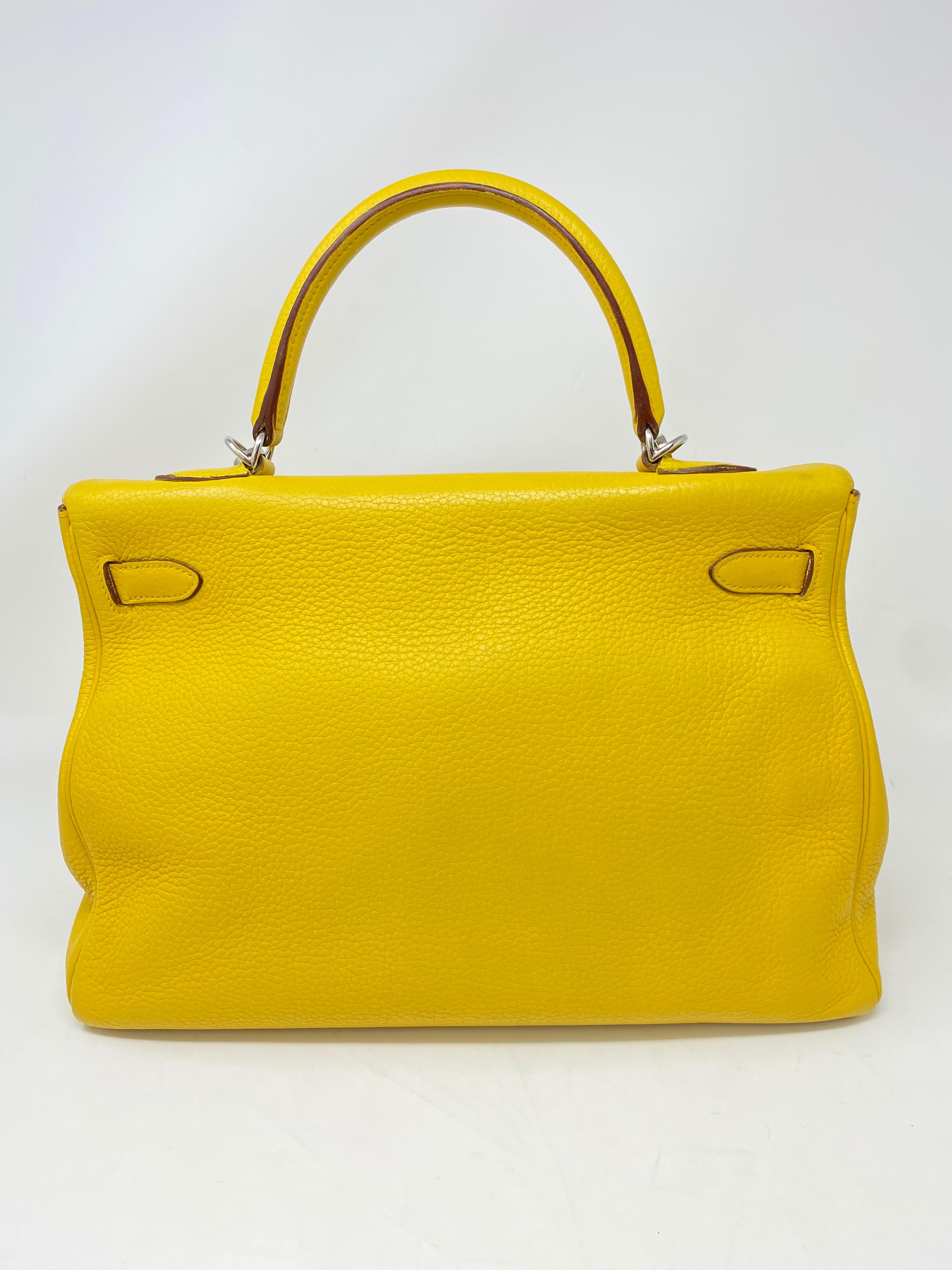 Hermes Soleil Yellow Kelly Bag  3
